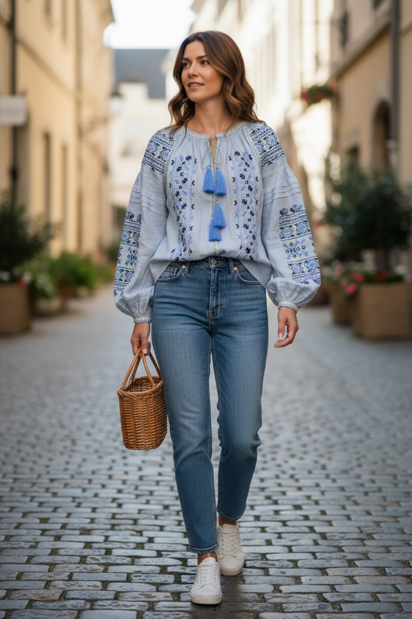 Light Blue Linen Vyshyvanka