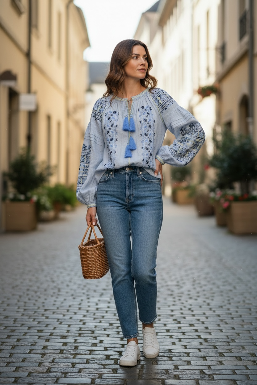 Light Blue Linen Vyshyvanka