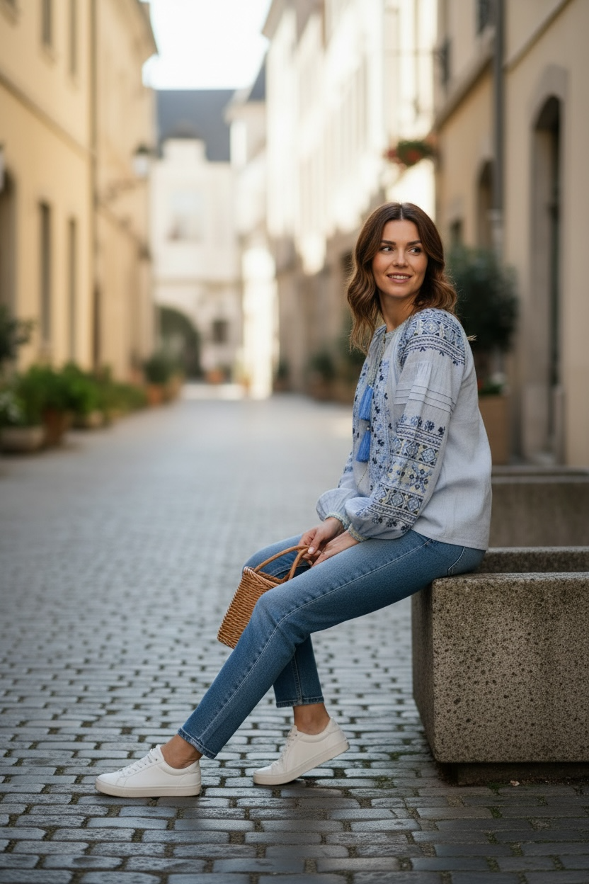 Light Blue Linen Vyshyvanka