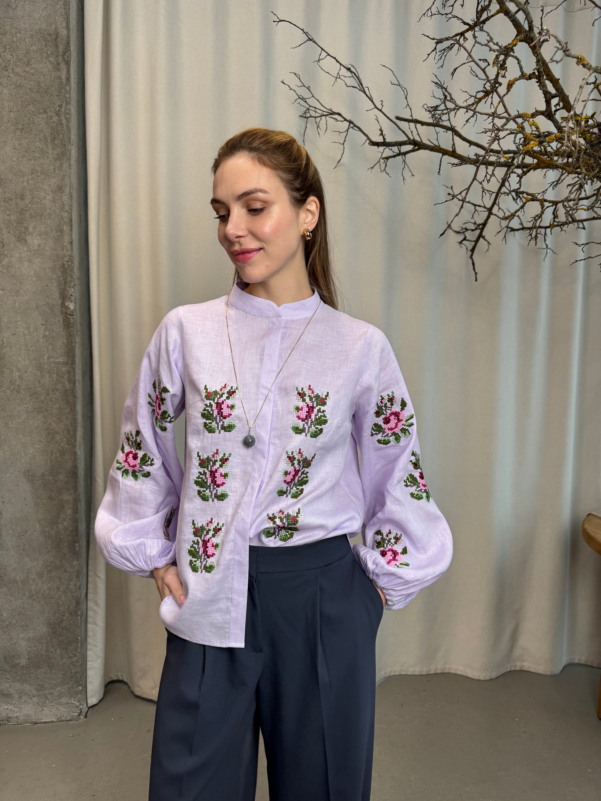Blouse “Pavla” in Soft Lilac Shade