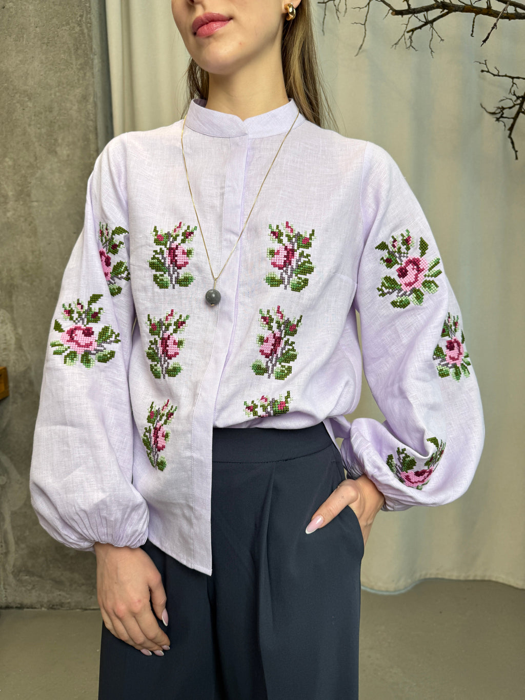 Blouse “Pavla” in Soft Lilac Shade