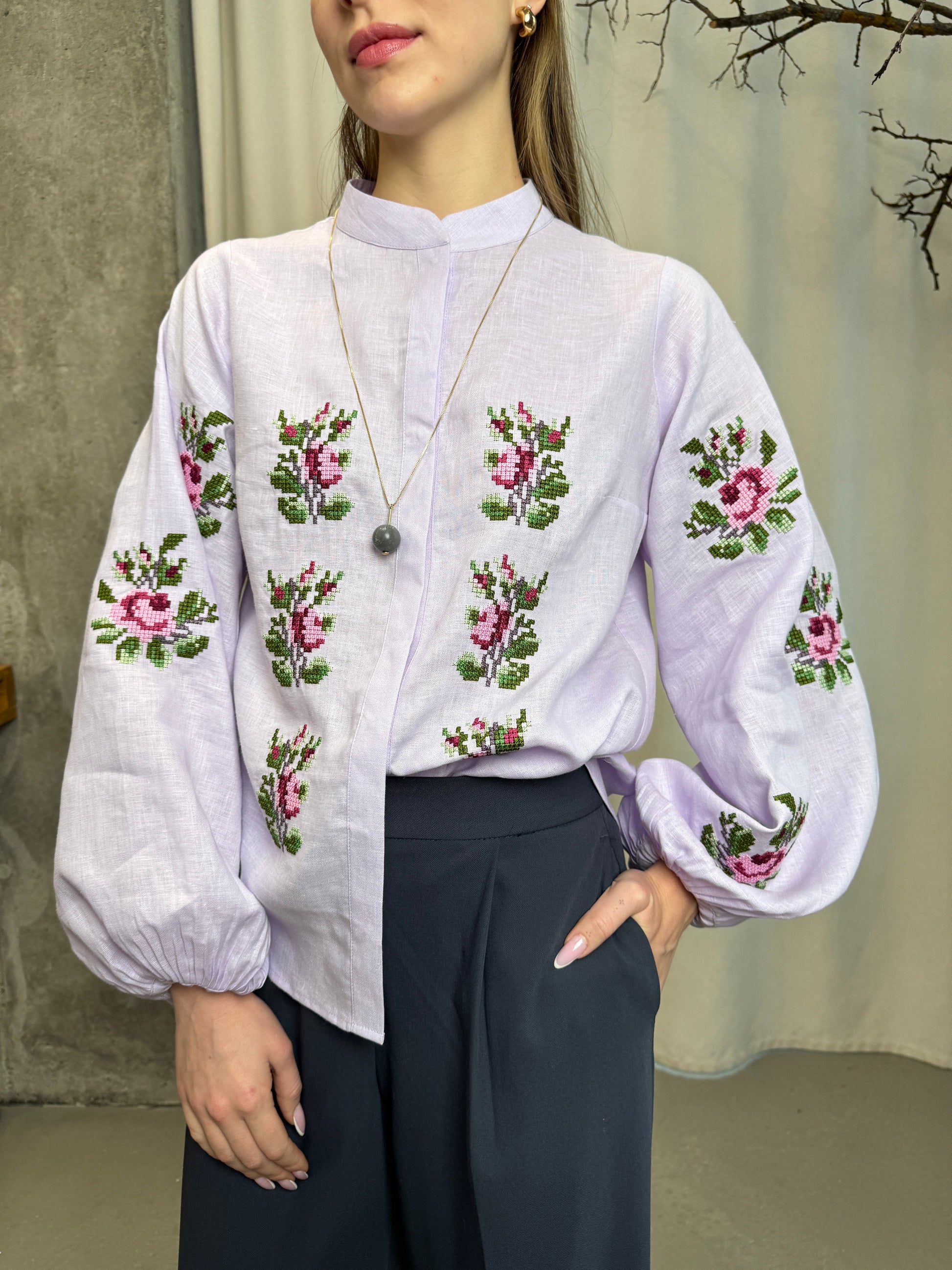 Blouse “Pavla” in Soft Lilac Shade