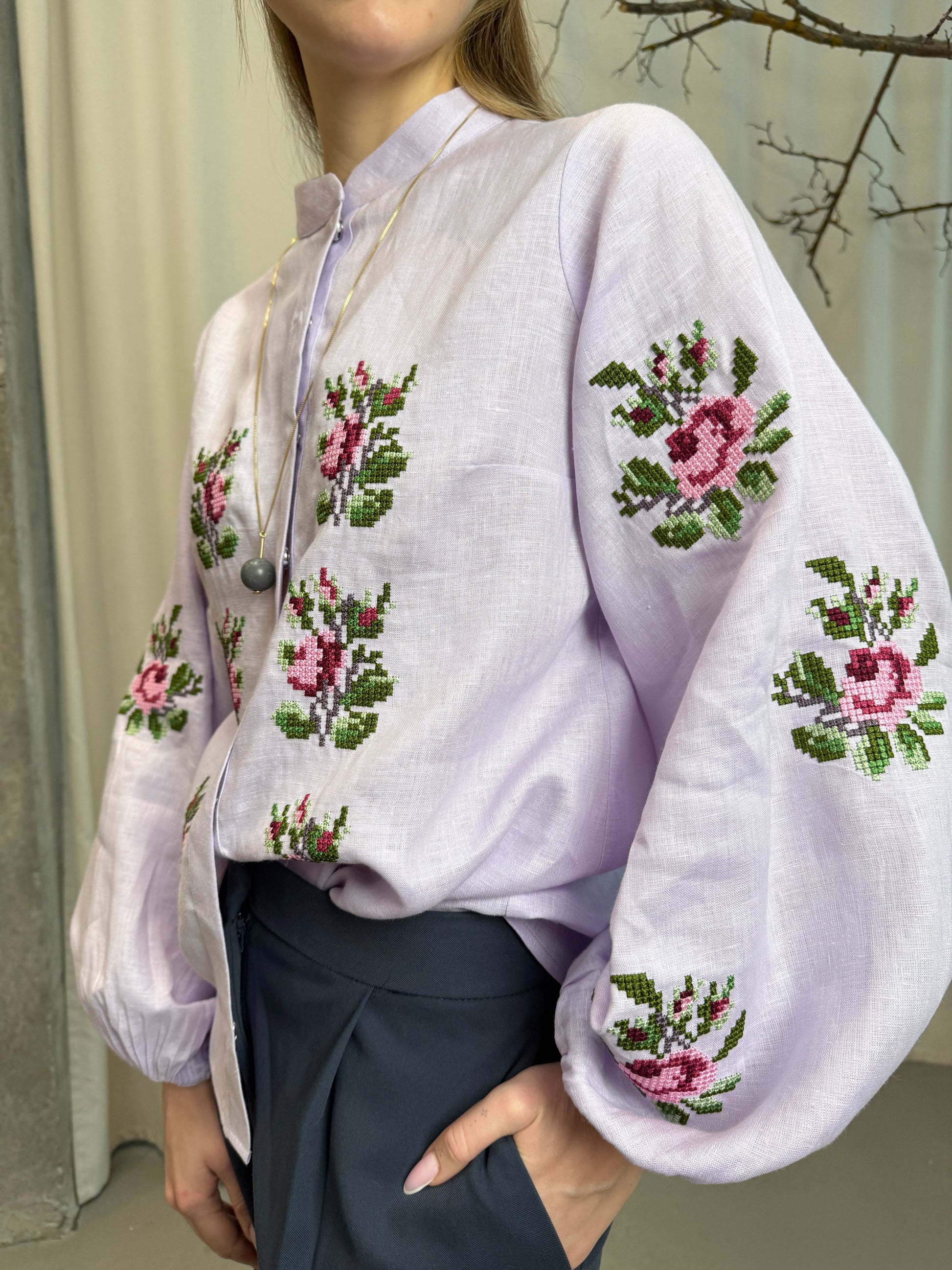 Blouse “Pavla” in Soft Lilac Shade