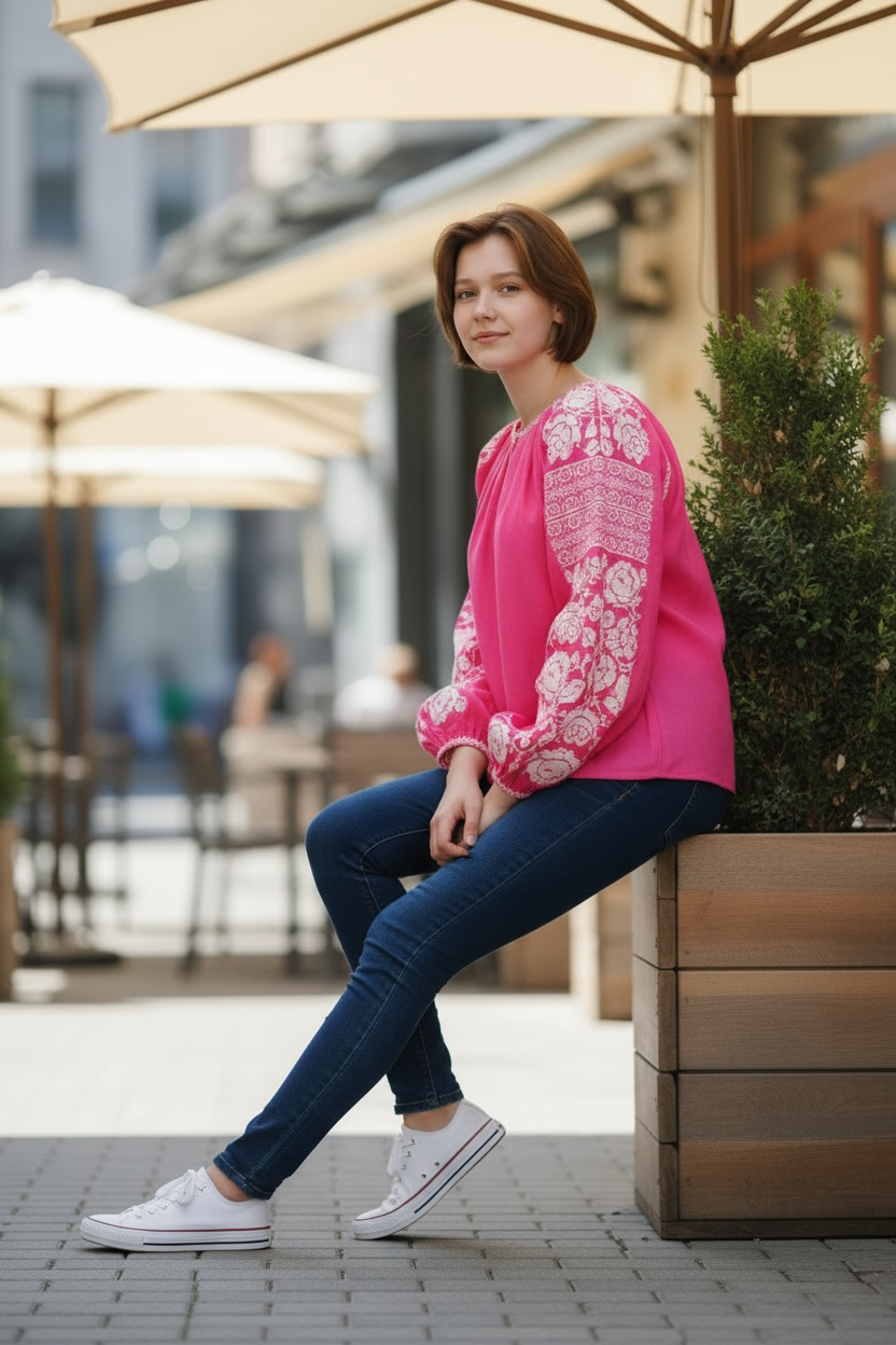 Pink Embroidered Vyshyvanka