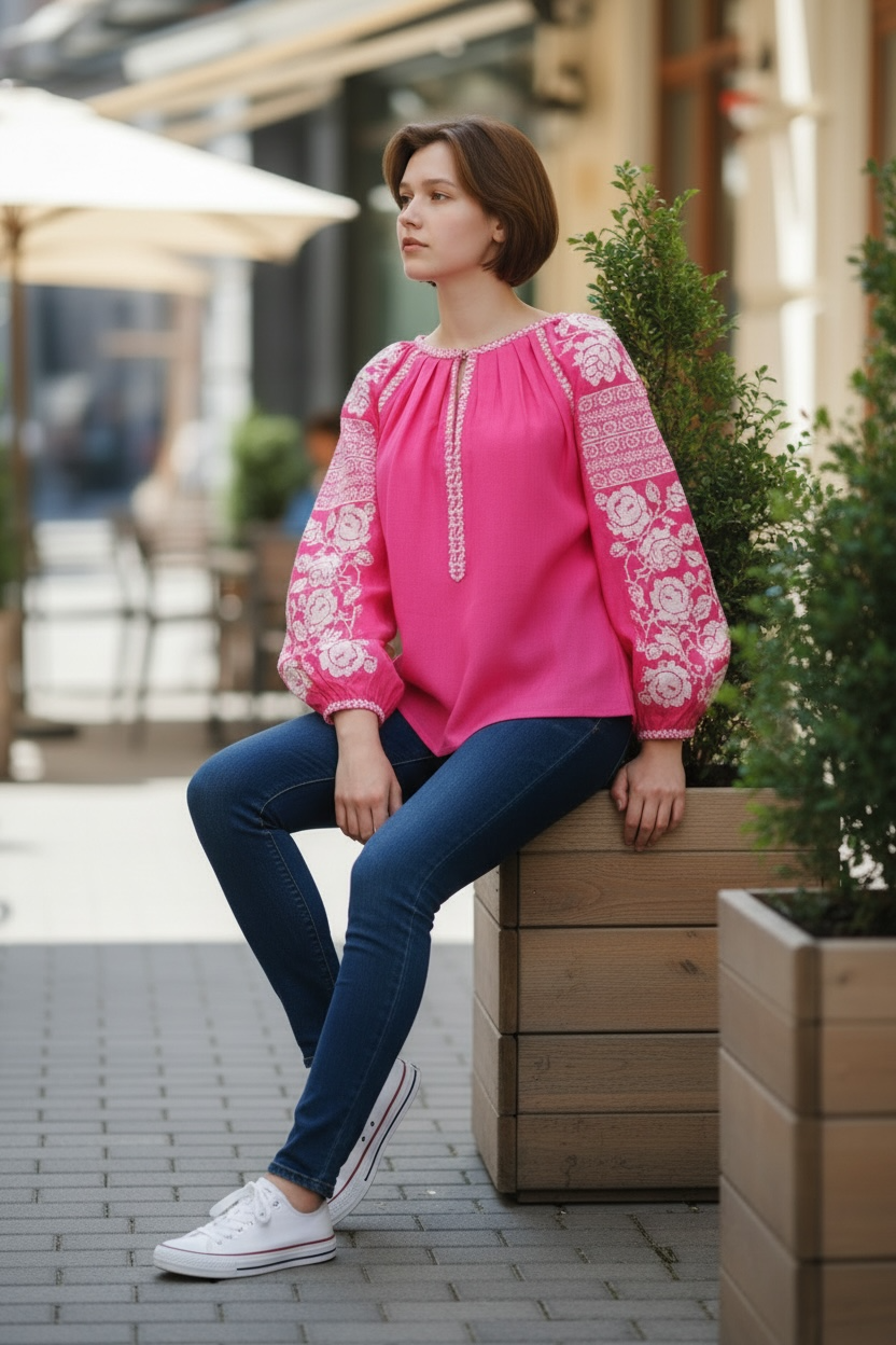 Pink Embroidered Vyshyvanka