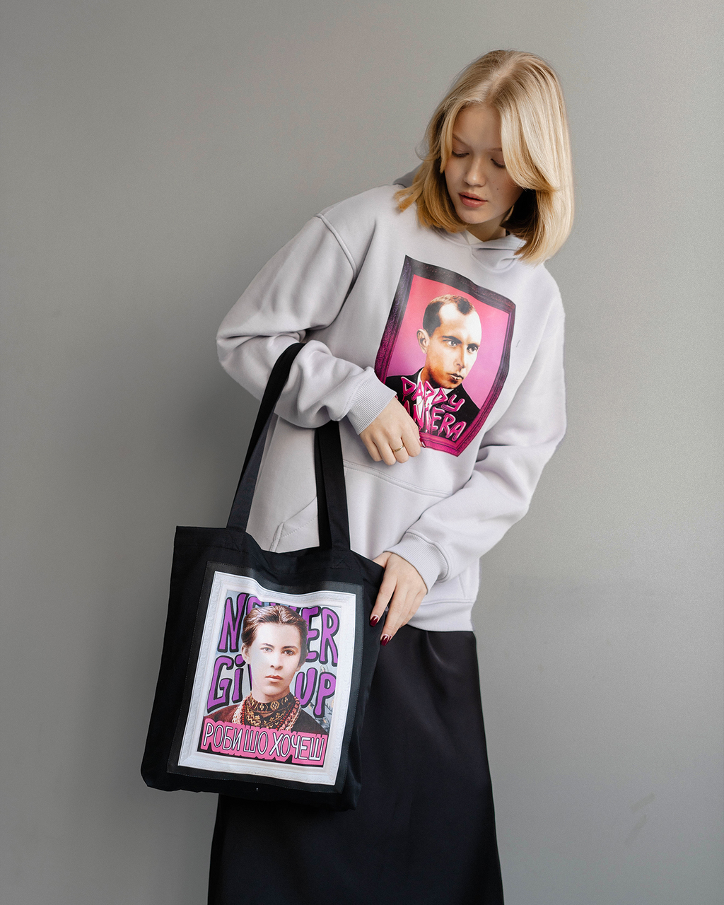 Black Printed Tote Bag