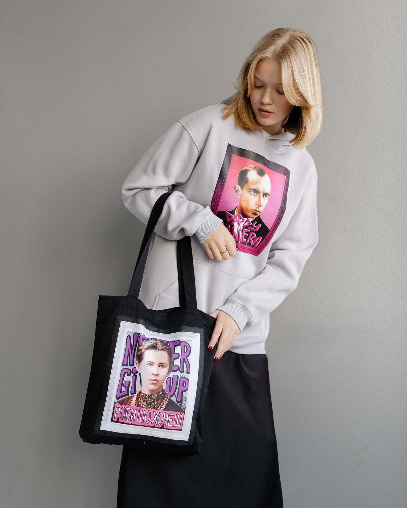 Black Printed Tote Bag