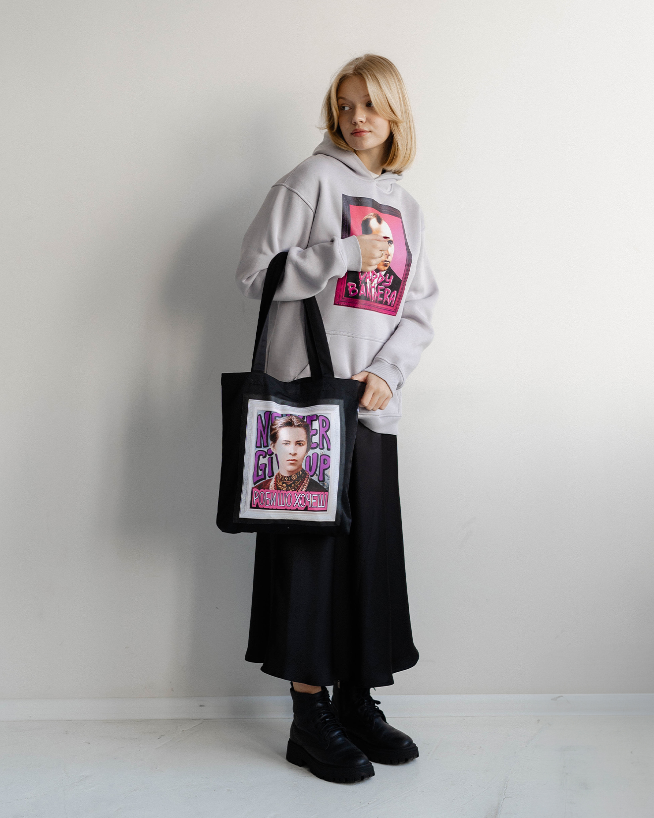 Black Printed Tote Bag
