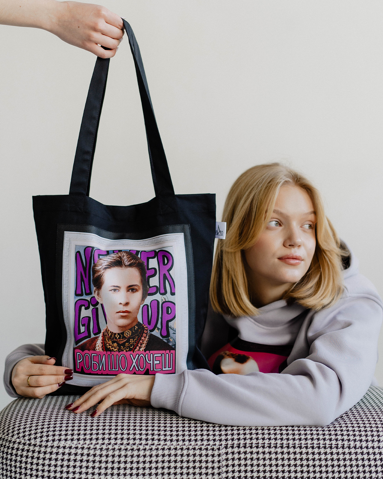Black Printed Tote Bag