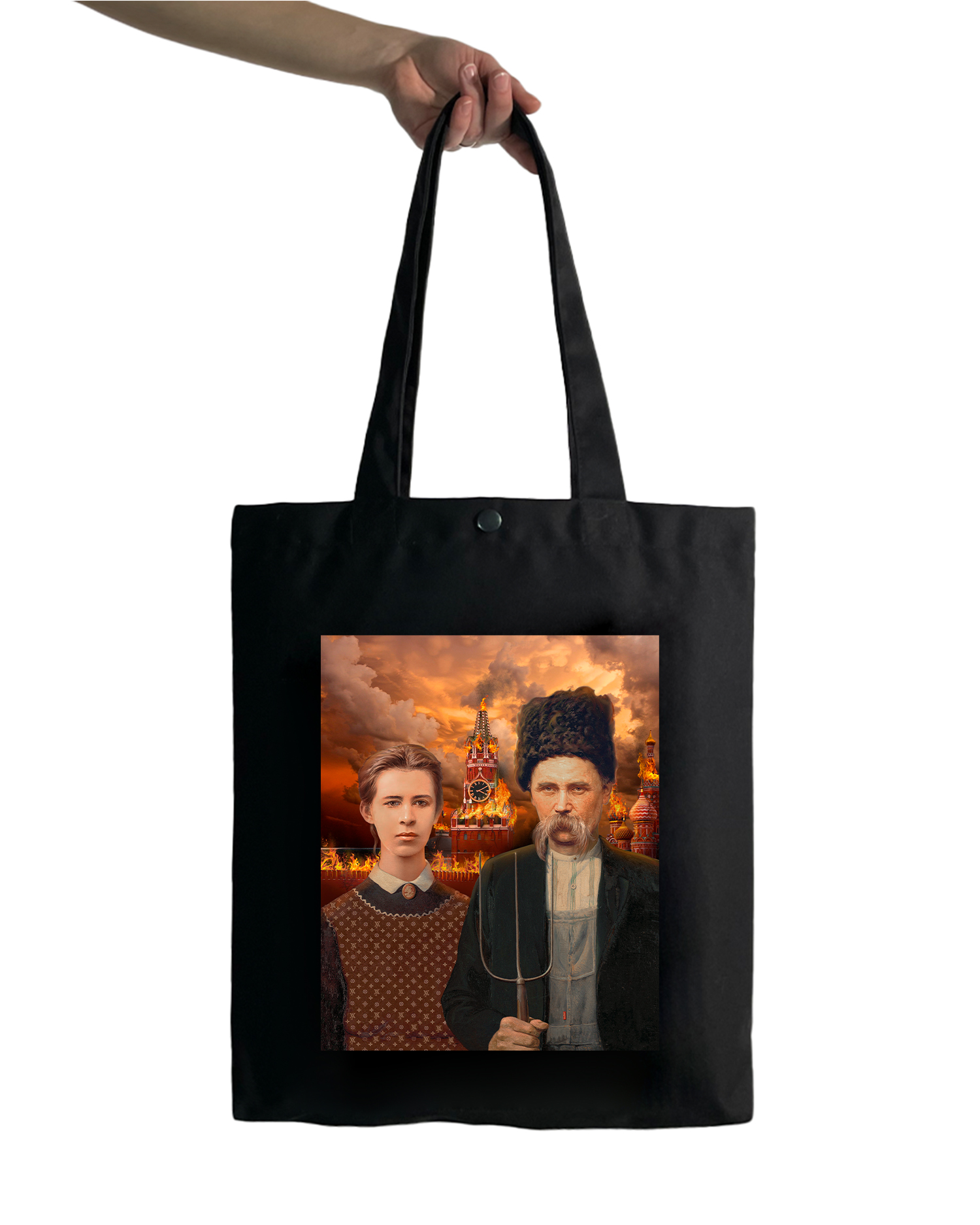 Black Printed Tote Bag