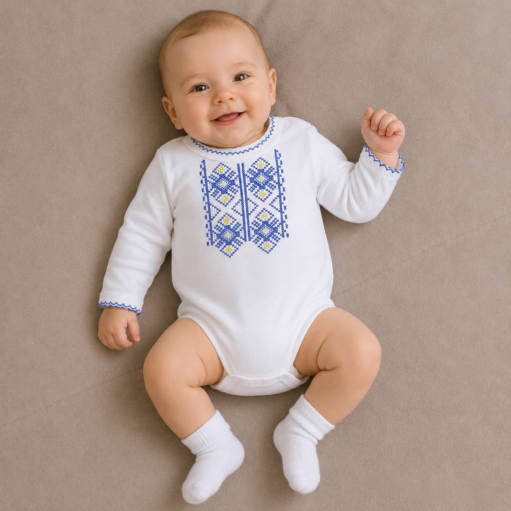 Long Sleeve Embroidered Baby Boy Vyshyvanka Bodysuit