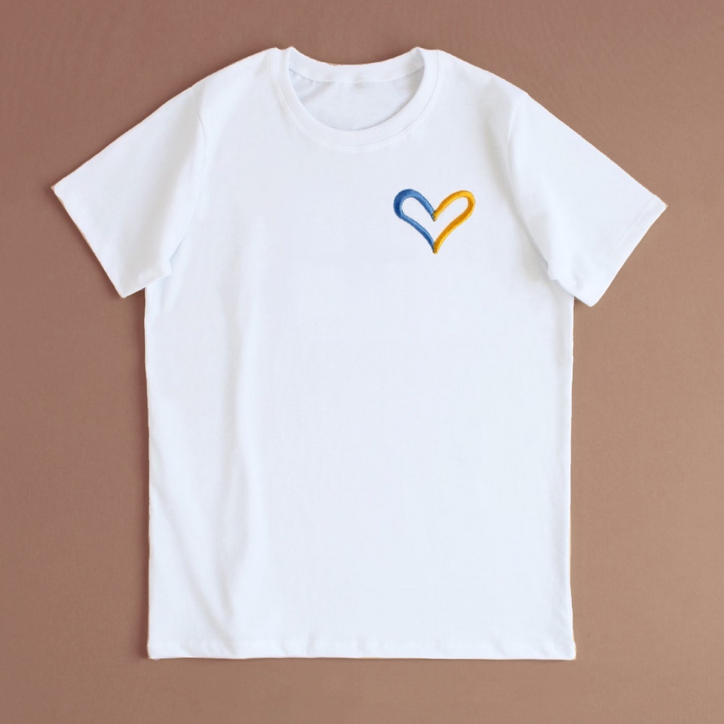 Kids Embroidered Blue & Yellow Heart T-Shirt