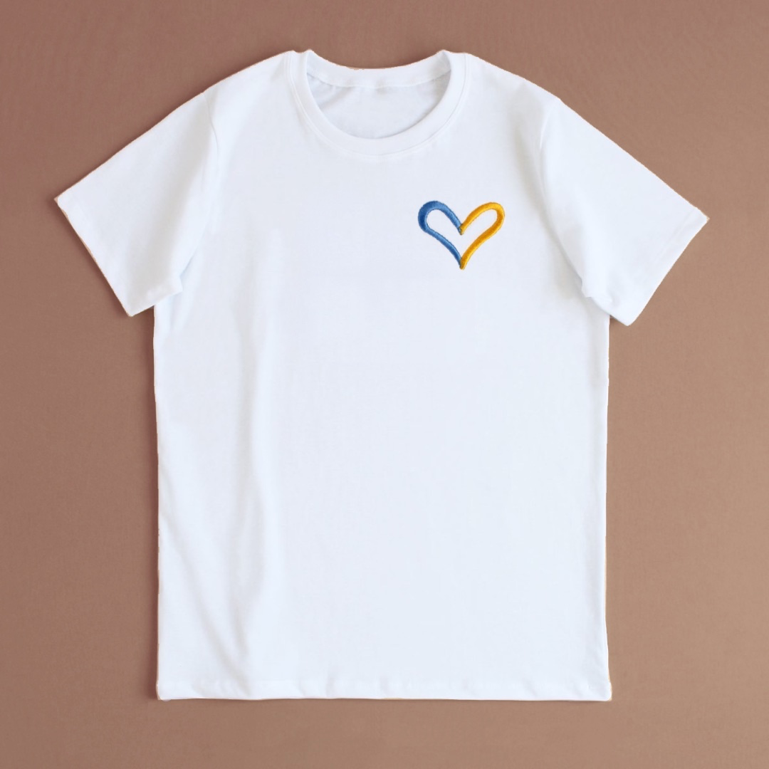 Kids Embroidered Blue & Yellow Heart T-Shirt