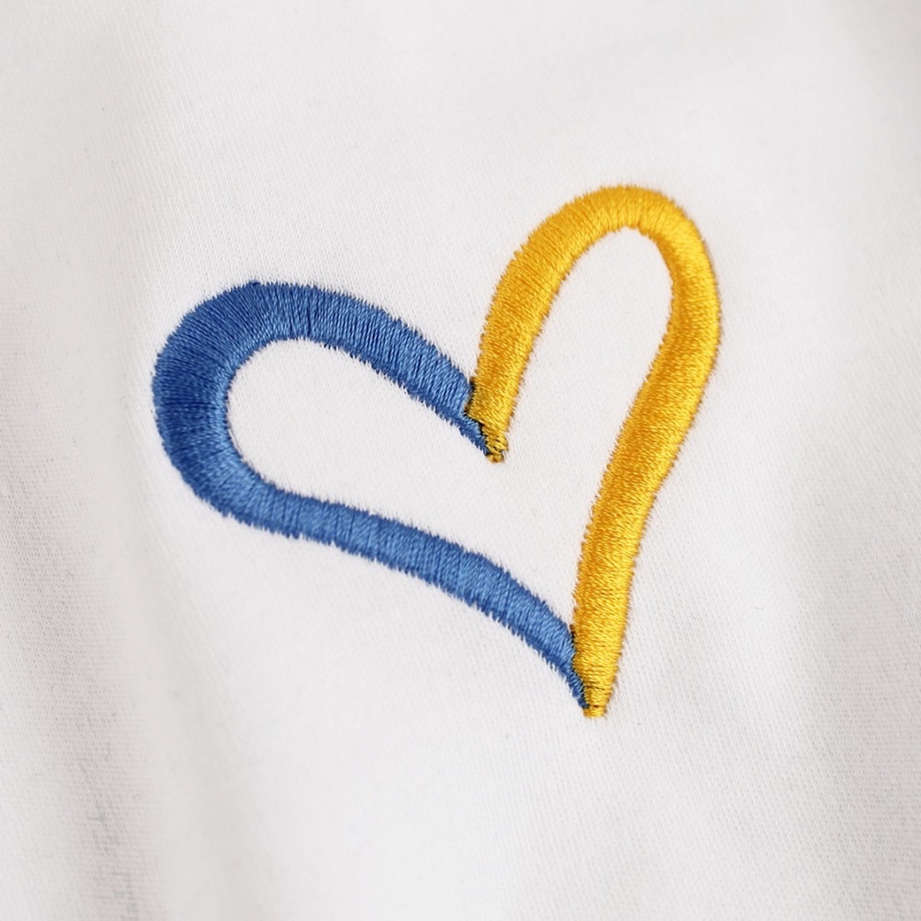 Kids Embroidered Blue & Yellow Heart T-Shirt