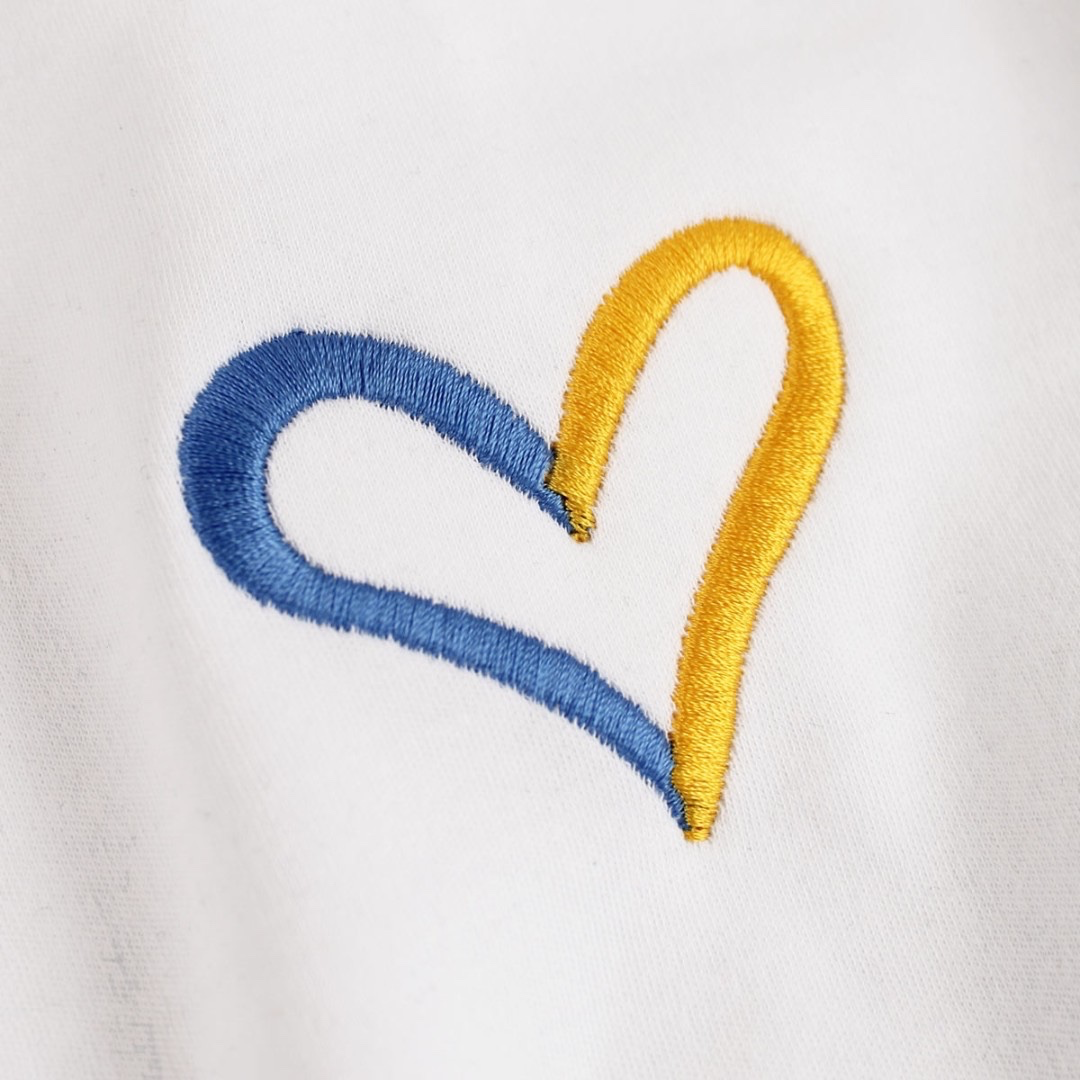 Kids Embroidered Blue & Yellow Heart T-Shirt