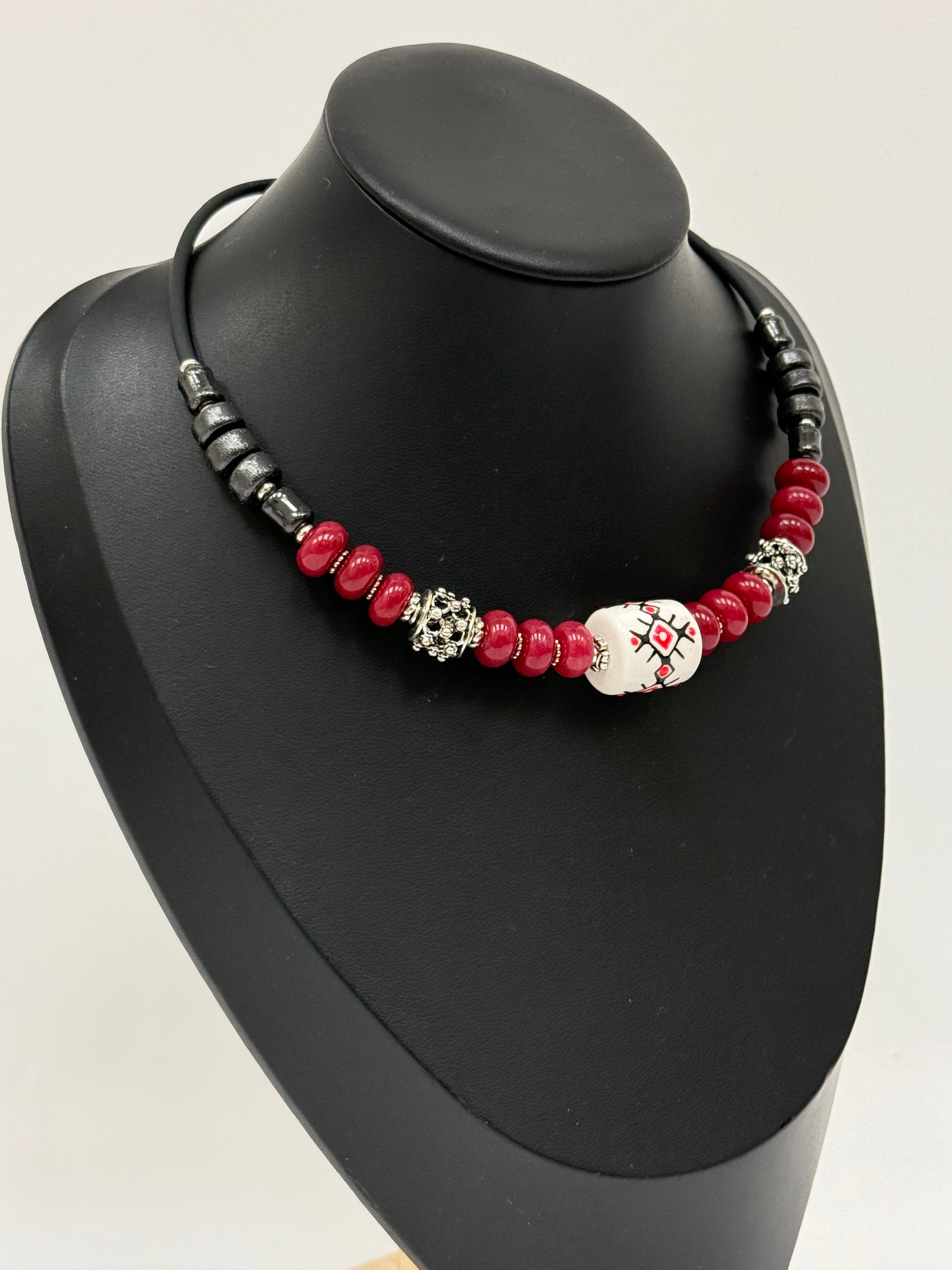 Chalcedony Choker with Ceramic Bead