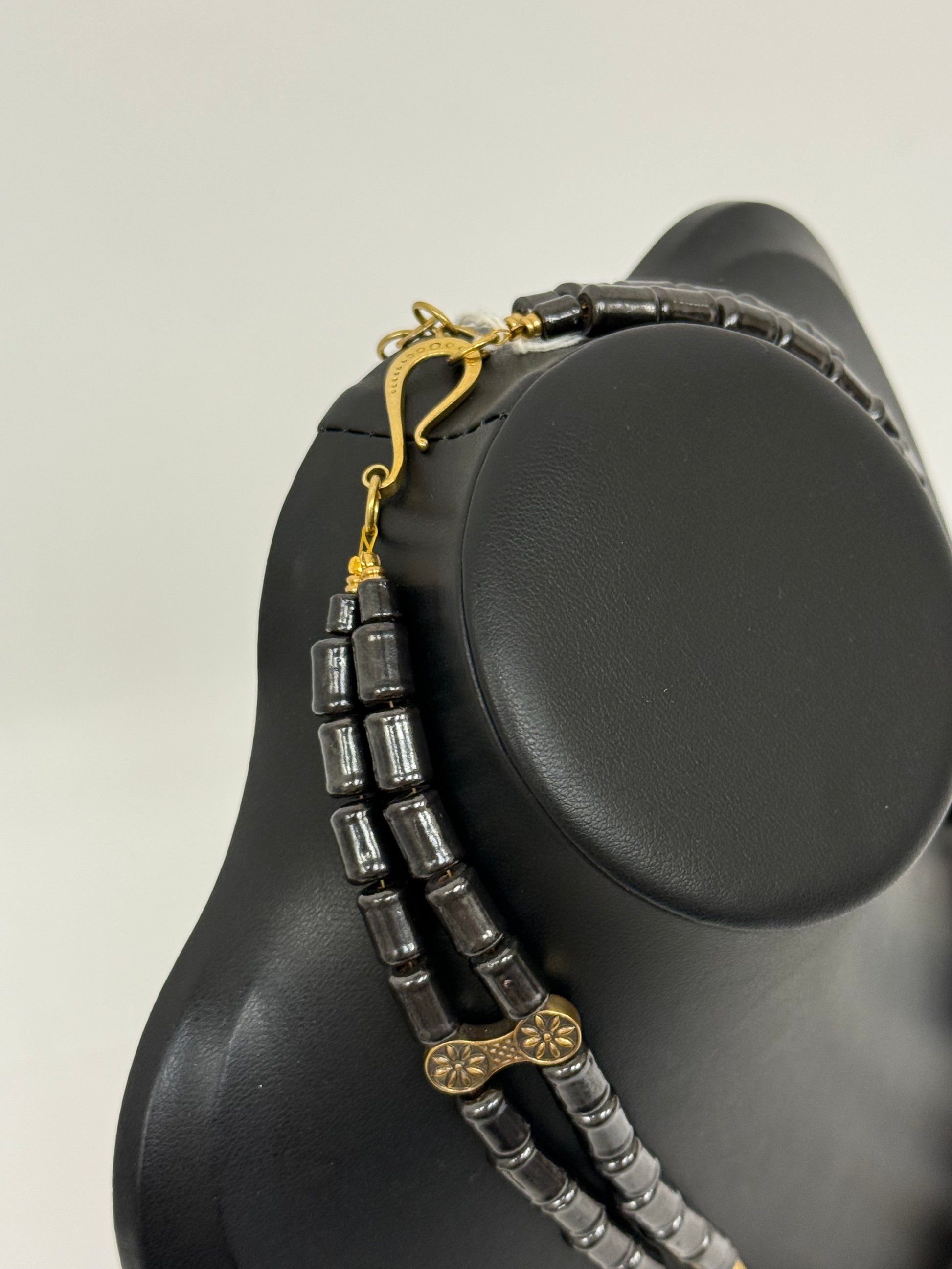 Zgarda Necklace with Kosiv Ceramic and Brass Crosses