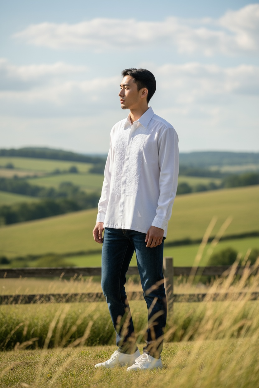 Men’s White Vyshyvanka With Traditional Embroidery Long Sleeve