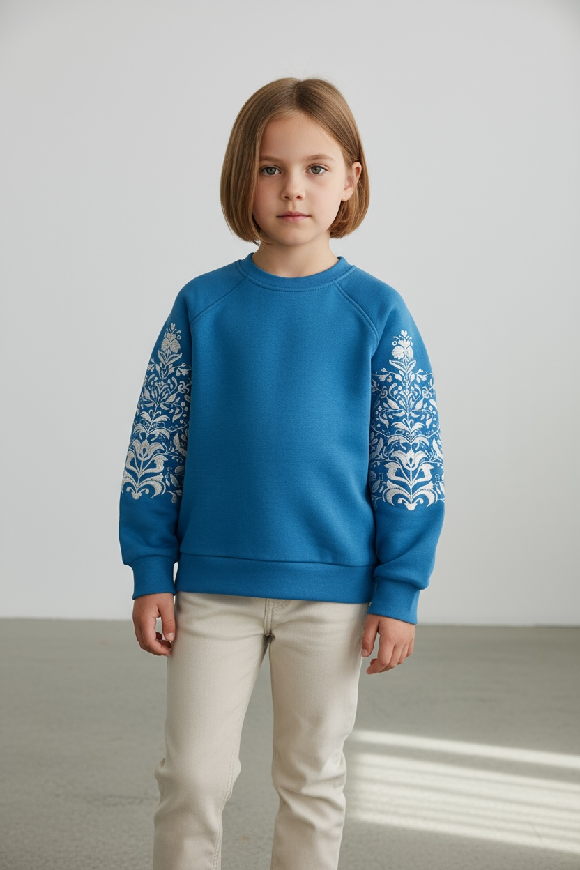 Blue Kids’ Sweatshirt With Embroidery
