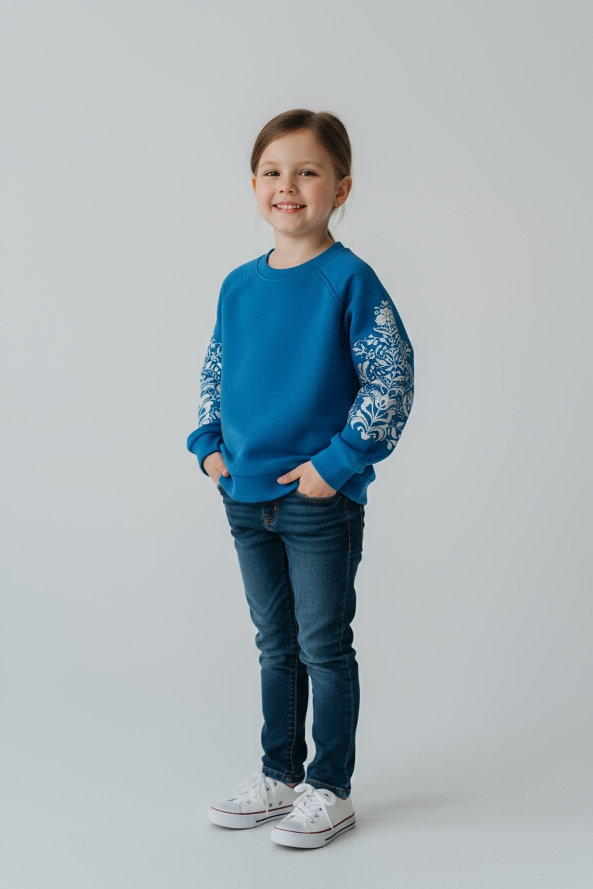 Blue Kids’ Sweatshirt With Embroidery