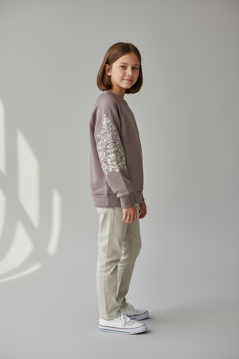 Mocha Kids’ Sweatshirt With Embroidery