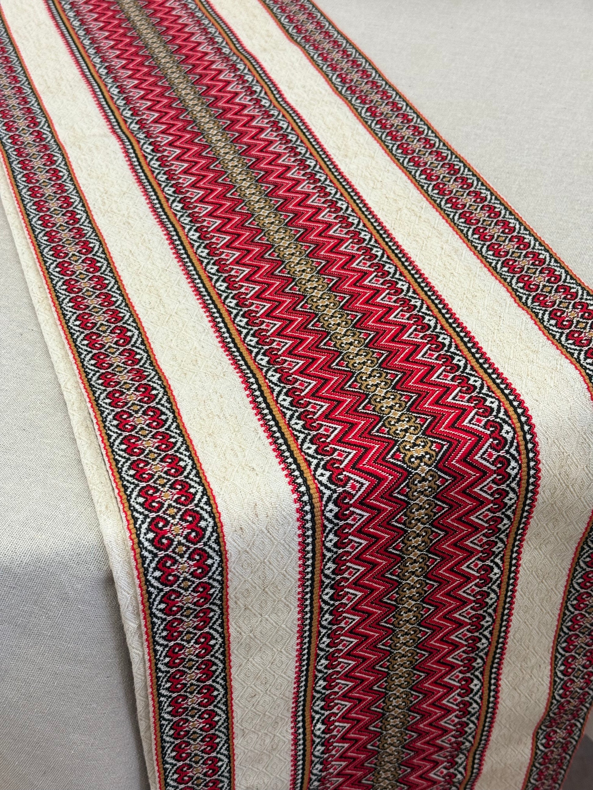 Woven Tablecloth With Traditional Ornament Red