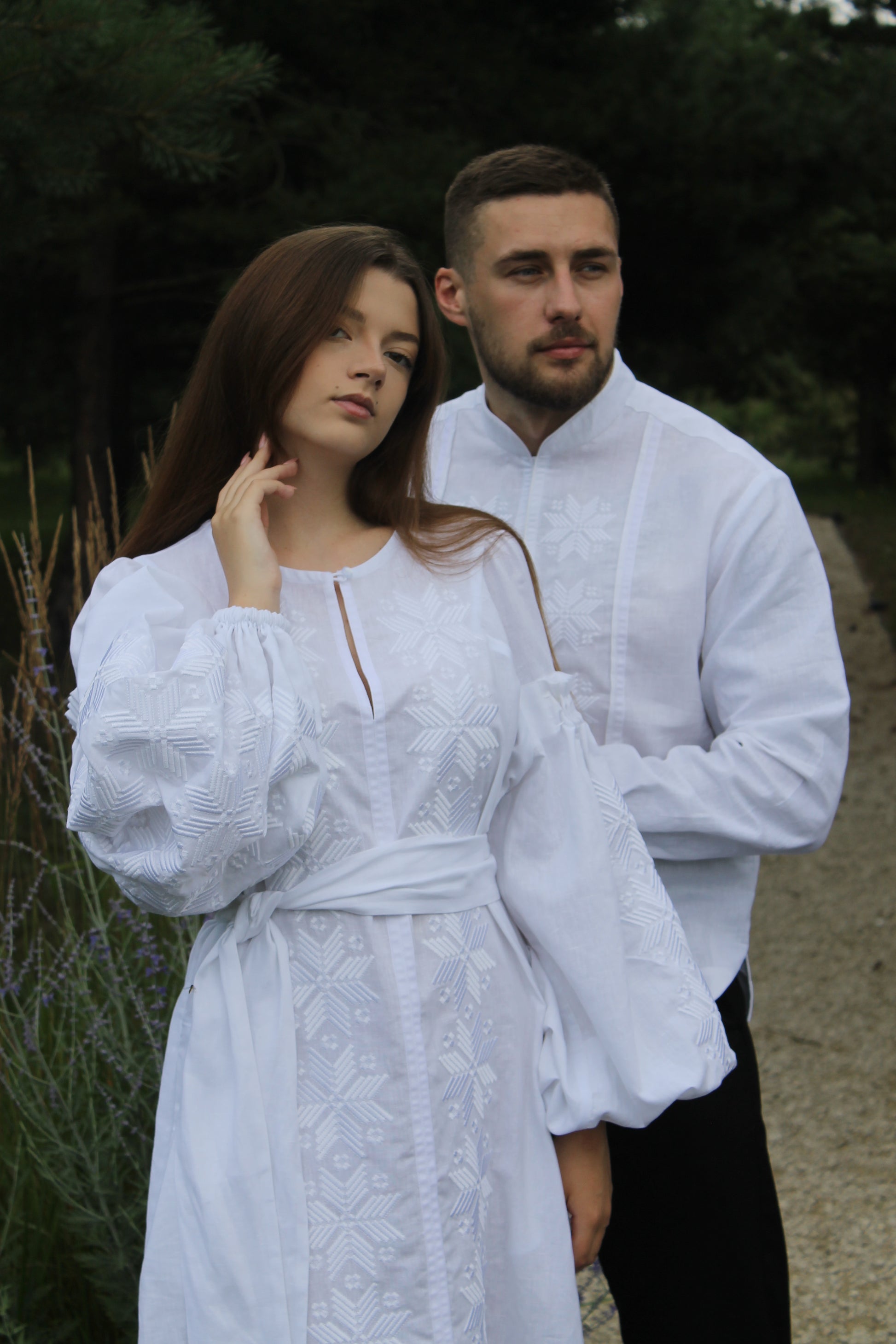 White Linen Maxi Dress With "Zori" Embroidery