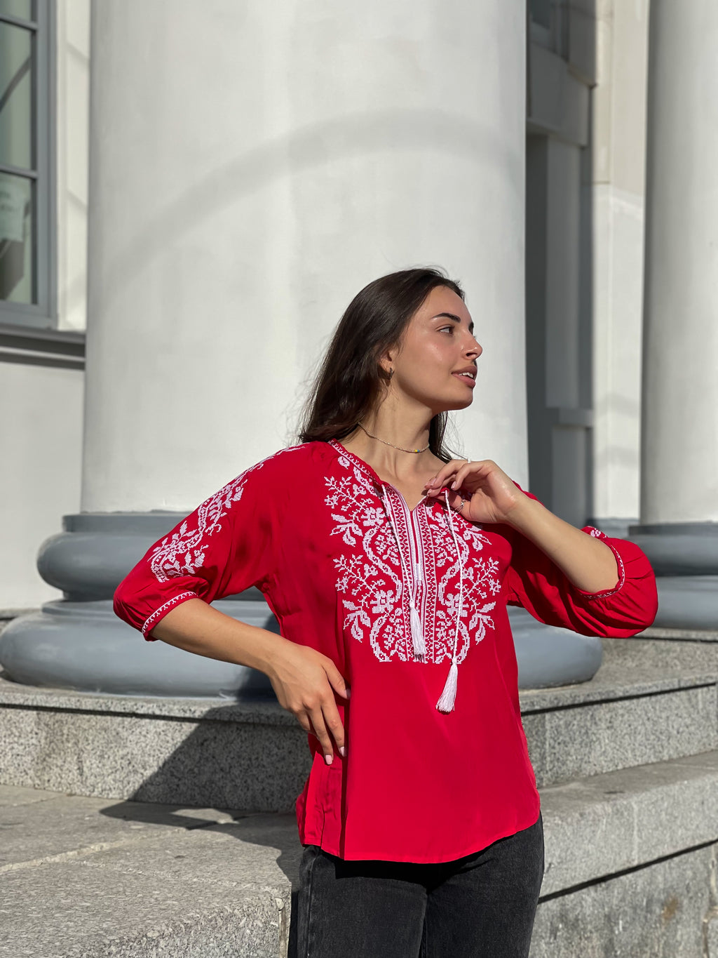 Women’s Embroidered Blouse , 3/4 Sleeve