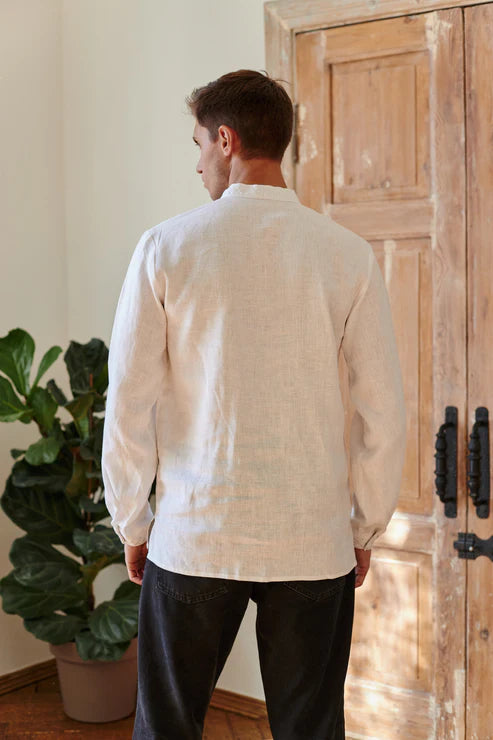 Men’s Embroidered Shirt "Carpathians" – White Ukrainian Vyshyvanka