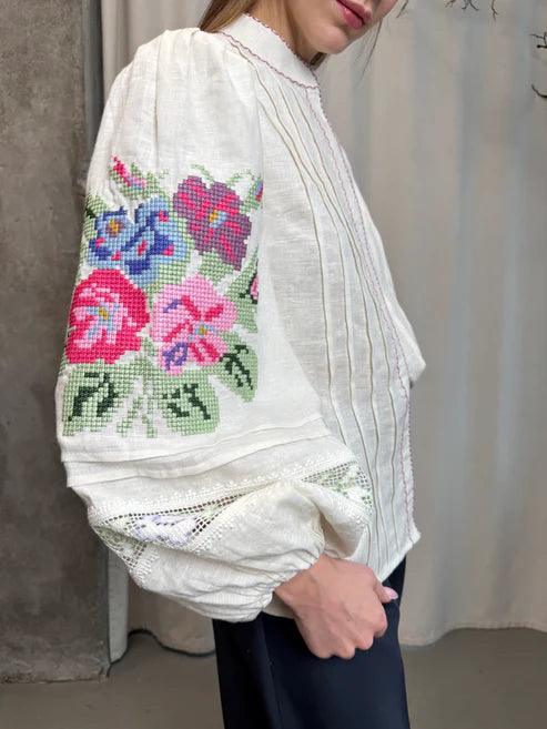Women’s Embroidered Blouse "Lada" – White Ukrainian Vyshyvanka