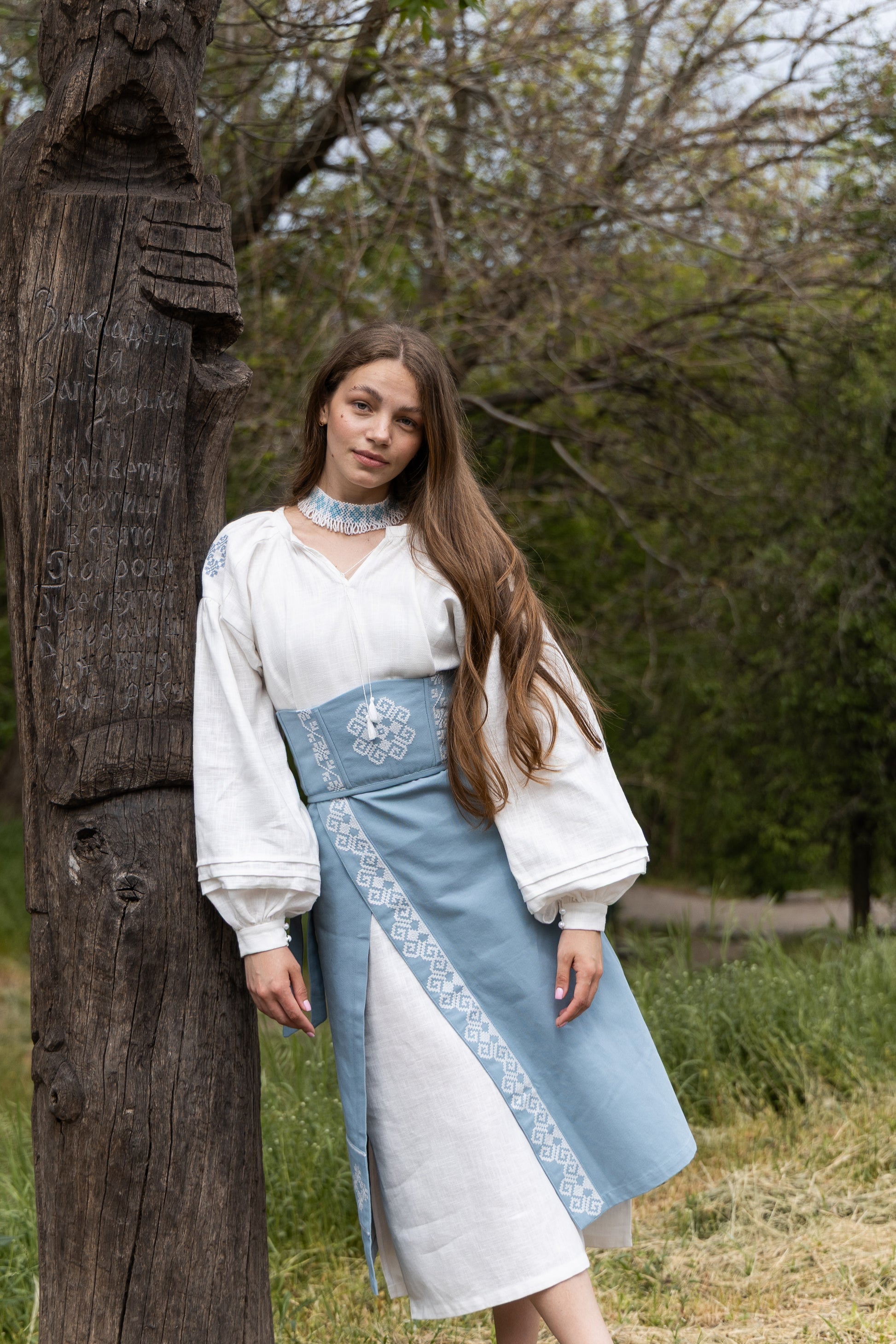 Serpanok Underbust Corset – Sky Blue Ukrainian-Inspired Waist Corset