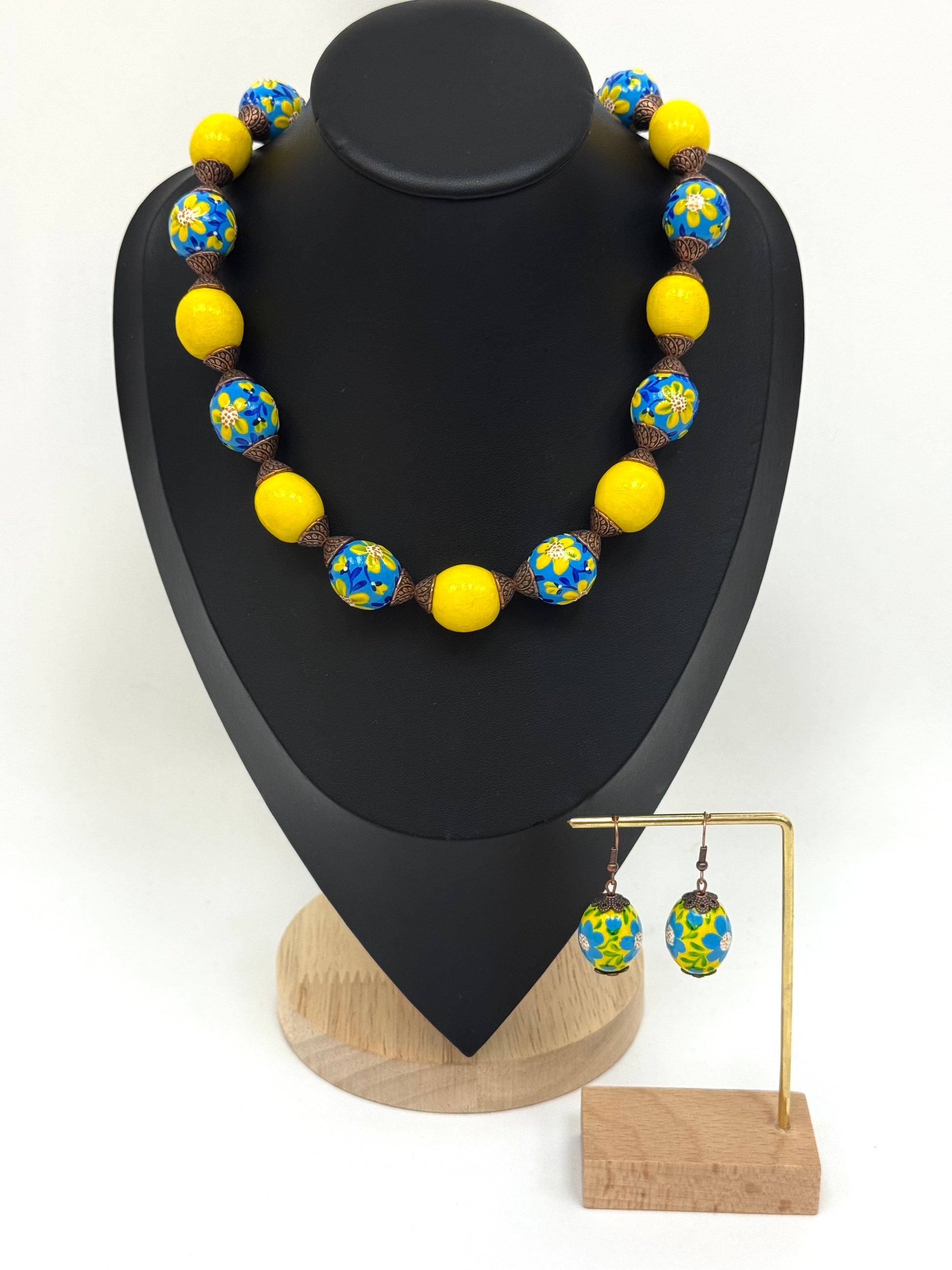 Wooden Earrings With Hand-Painted Acrylic Design