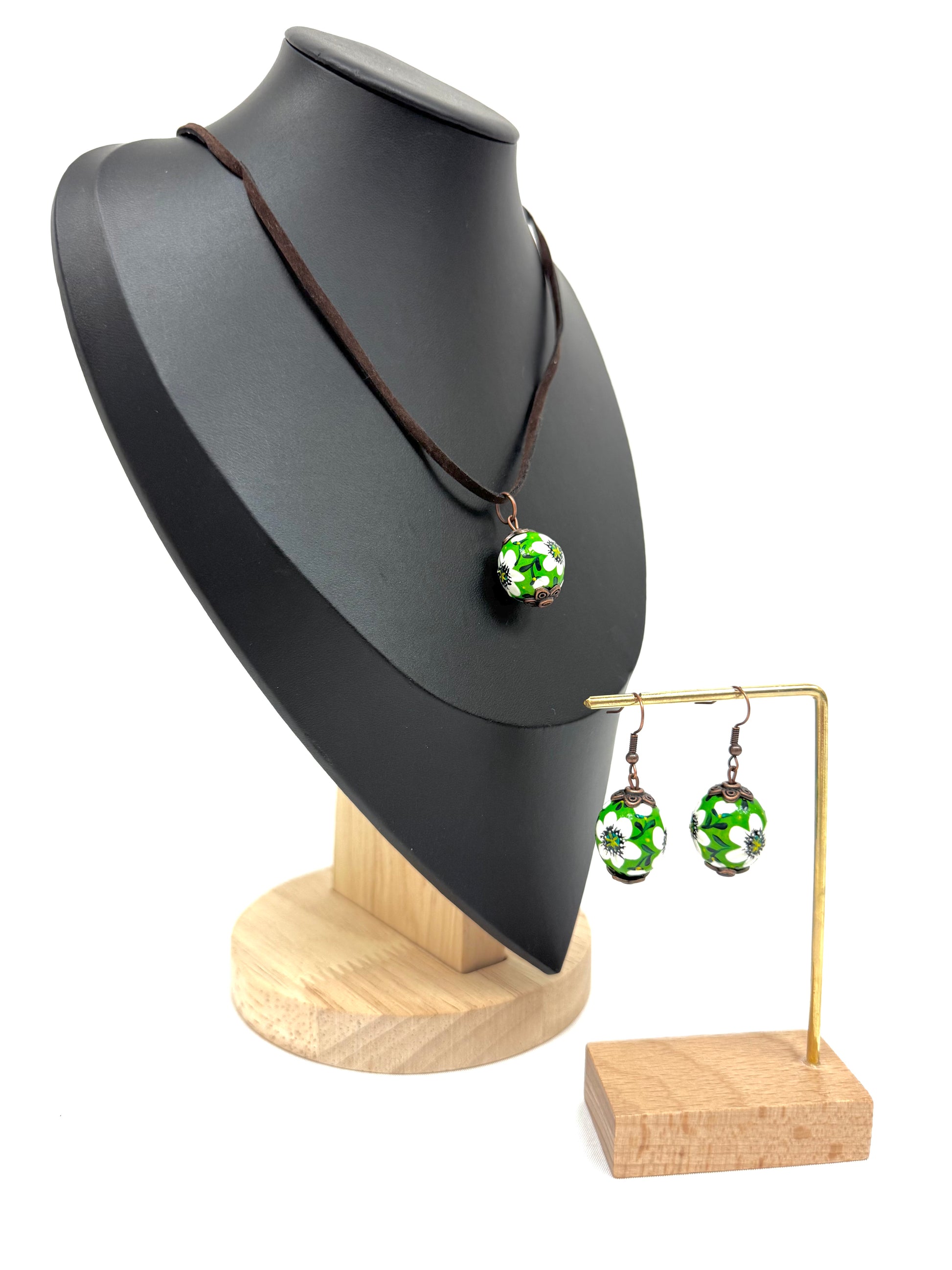 Wooden Necklace With Hand-Painted Acrylic Design