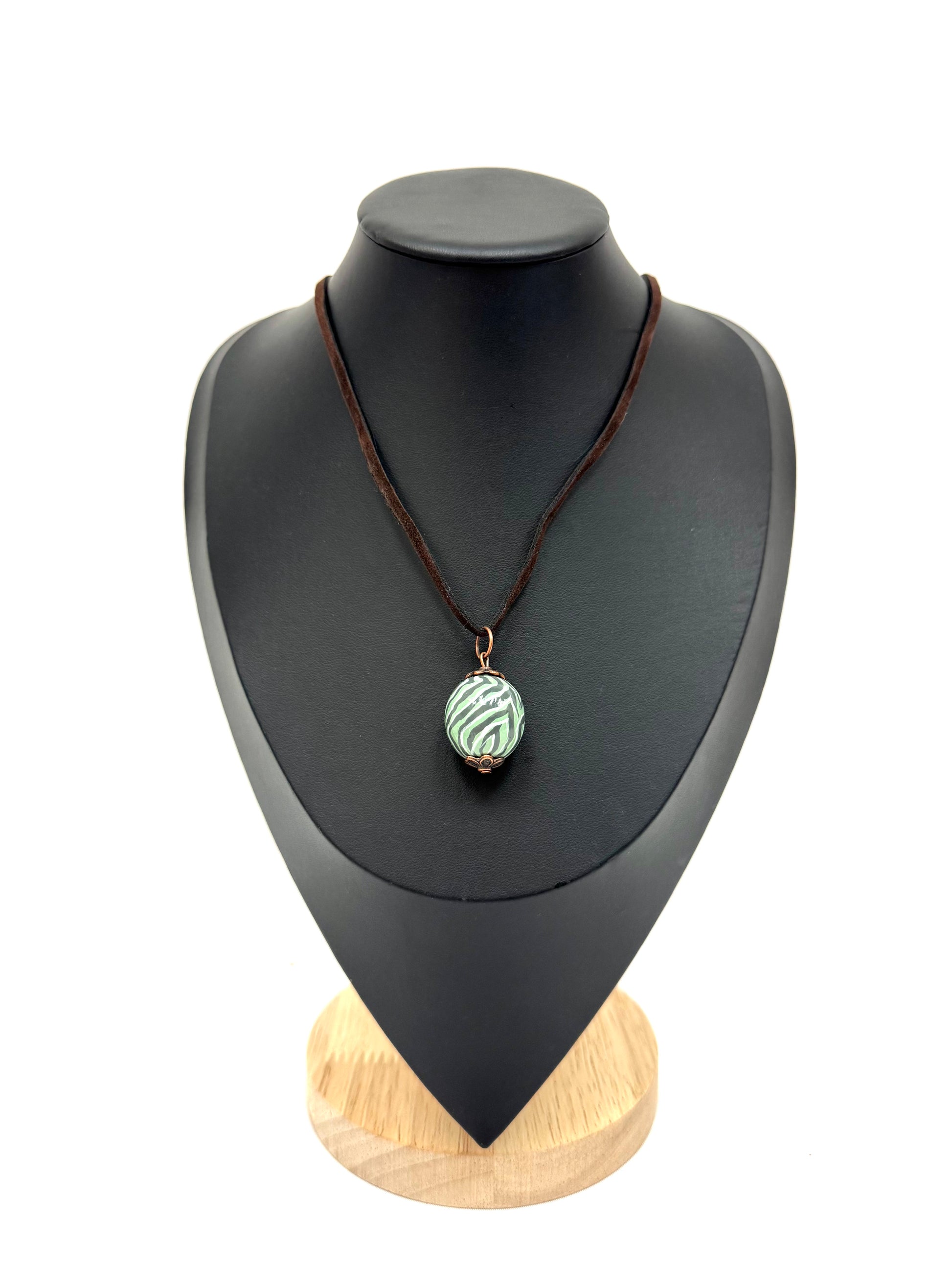 Wooden Necklace With Hand-Painted Acrylic Design
