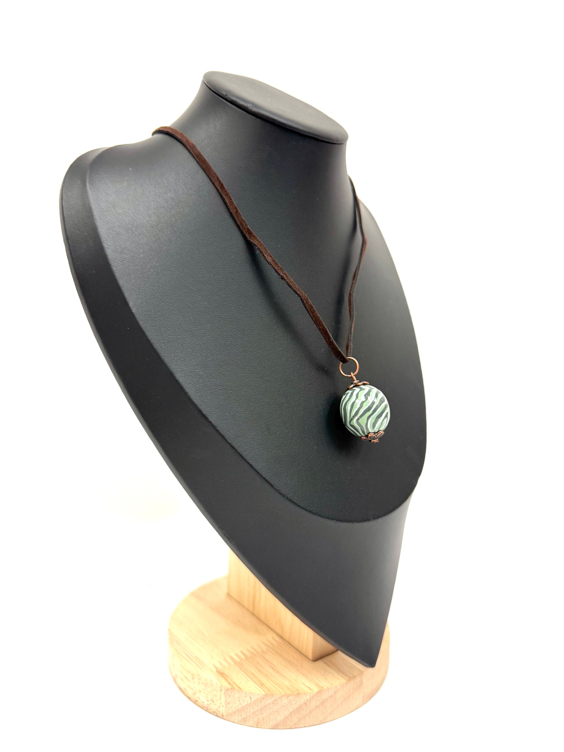 Wooden Necklace With Hand-Painted Acrylic Design