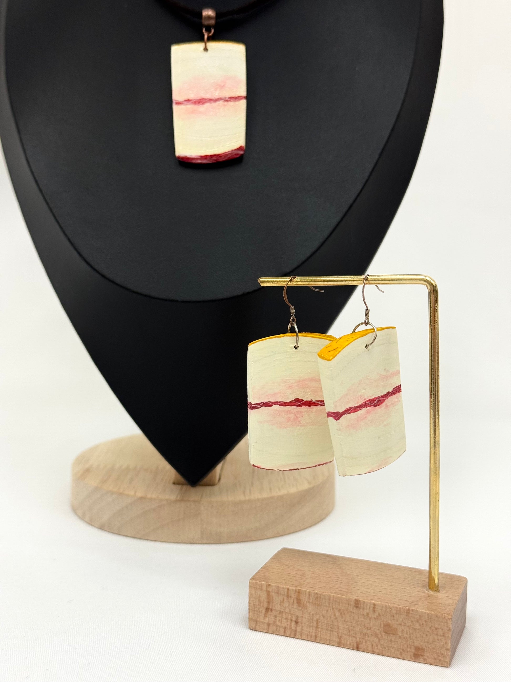 Wooden Earrings With Hand-Painted Acrylic Design