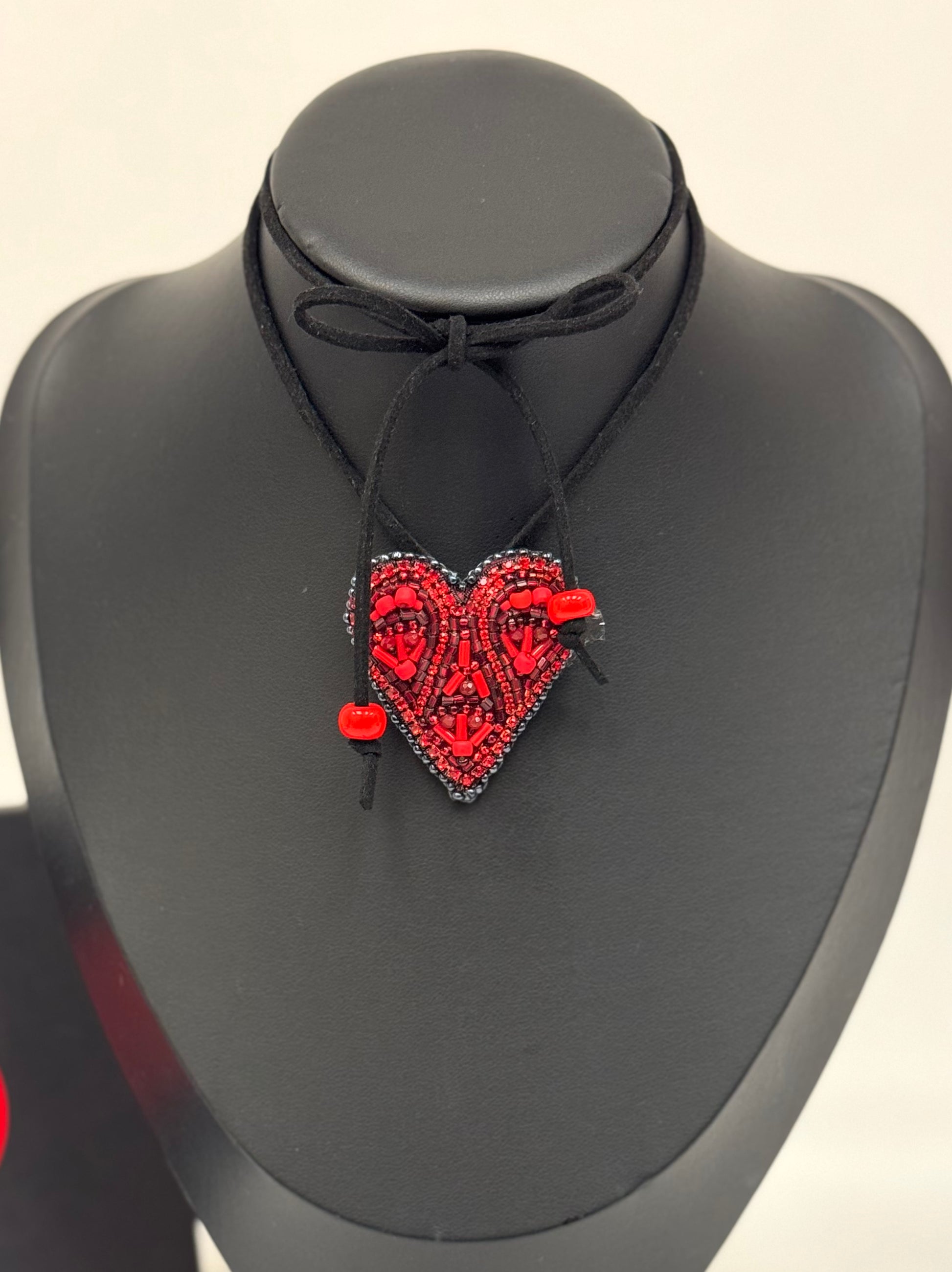 Handmade Beaded Heart Necklace