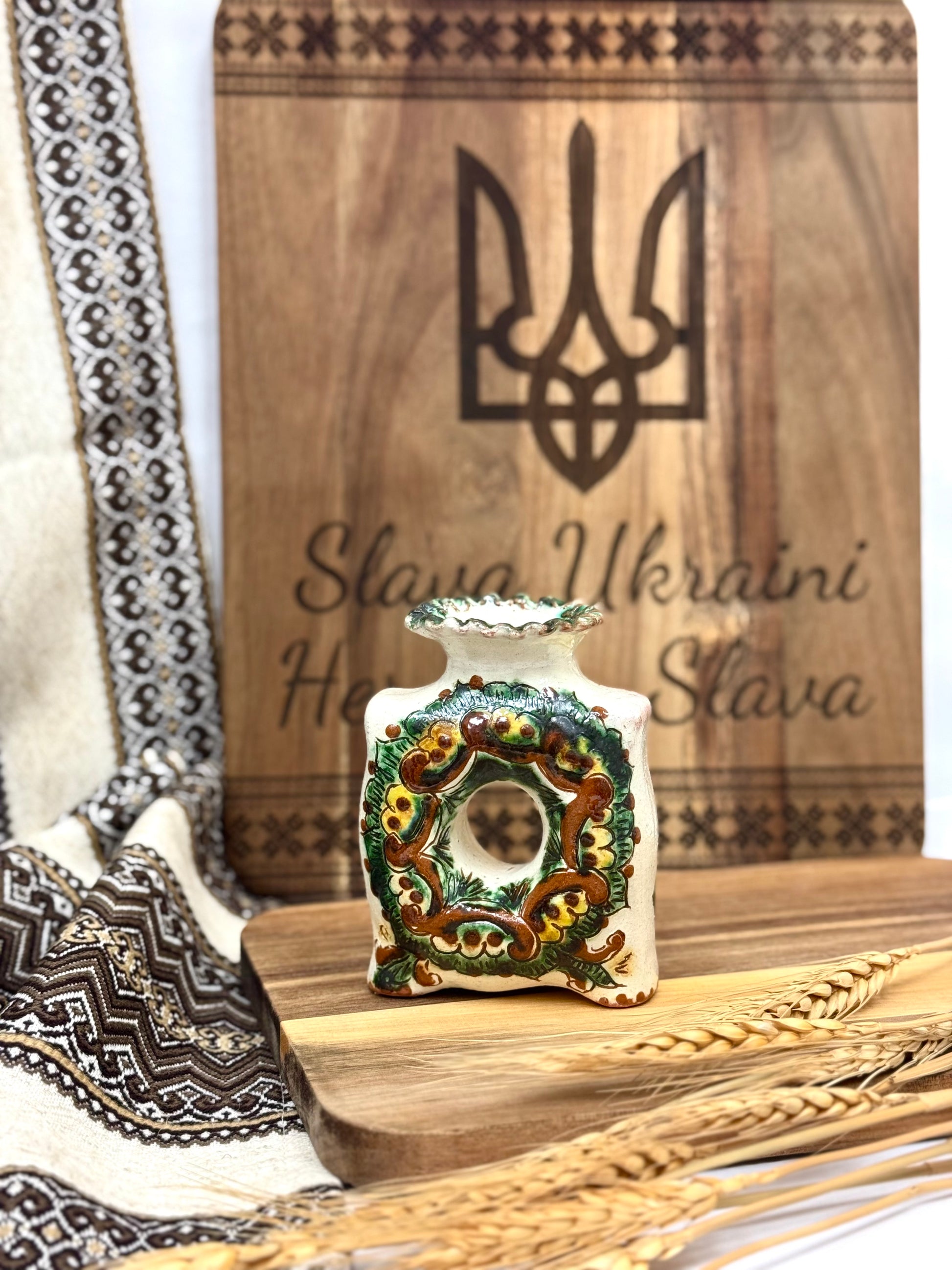 Handmade Kosiv Ceramic Candle Holder