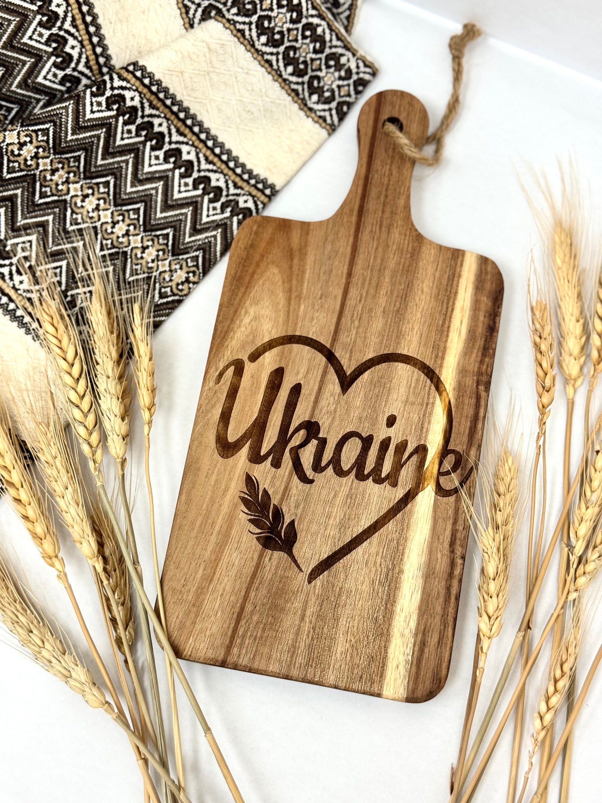Wooden Cutting Board With Ukrainian Symbolism