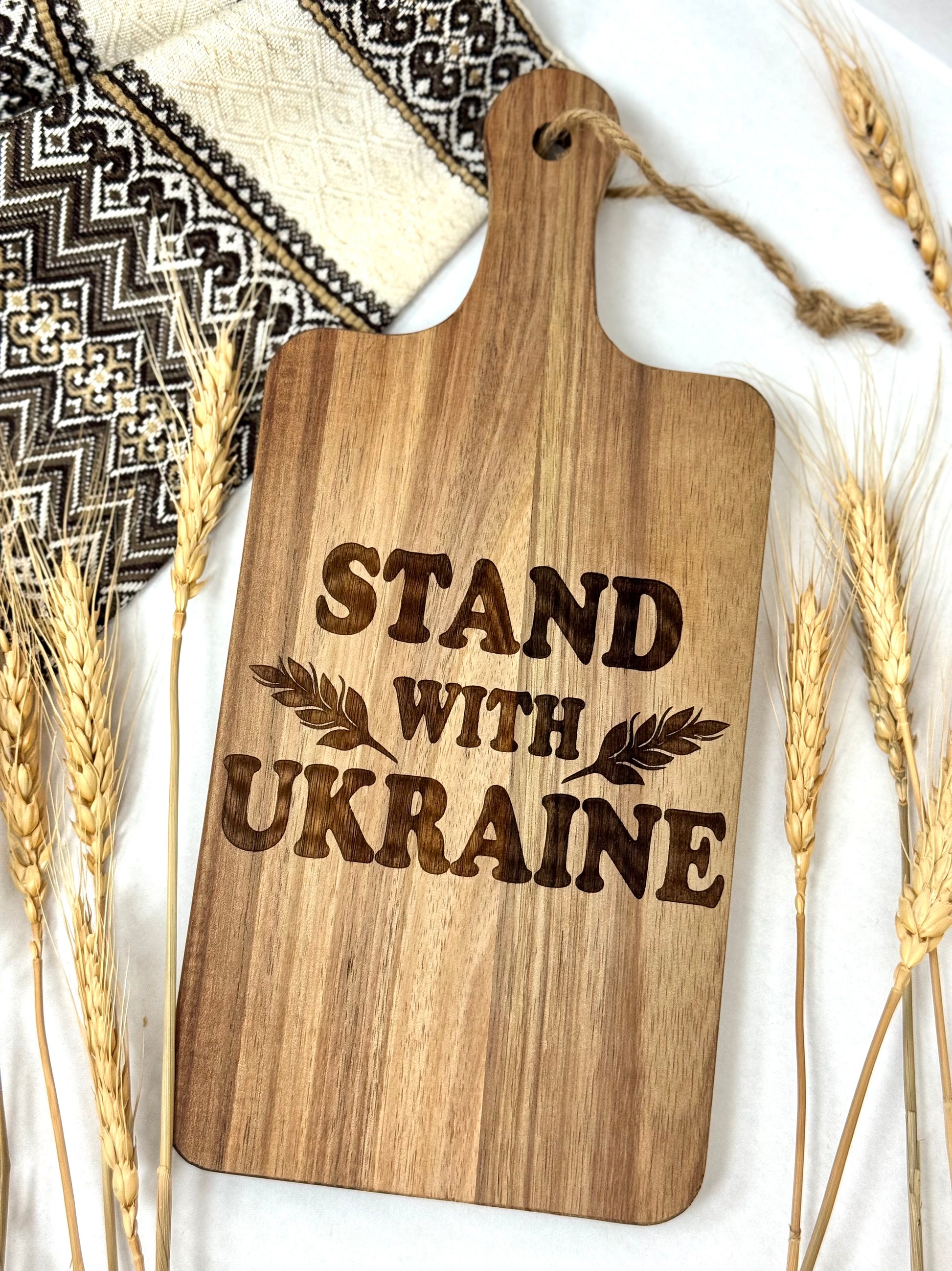Wooden Cutting Board With Ukrainian Symbolism