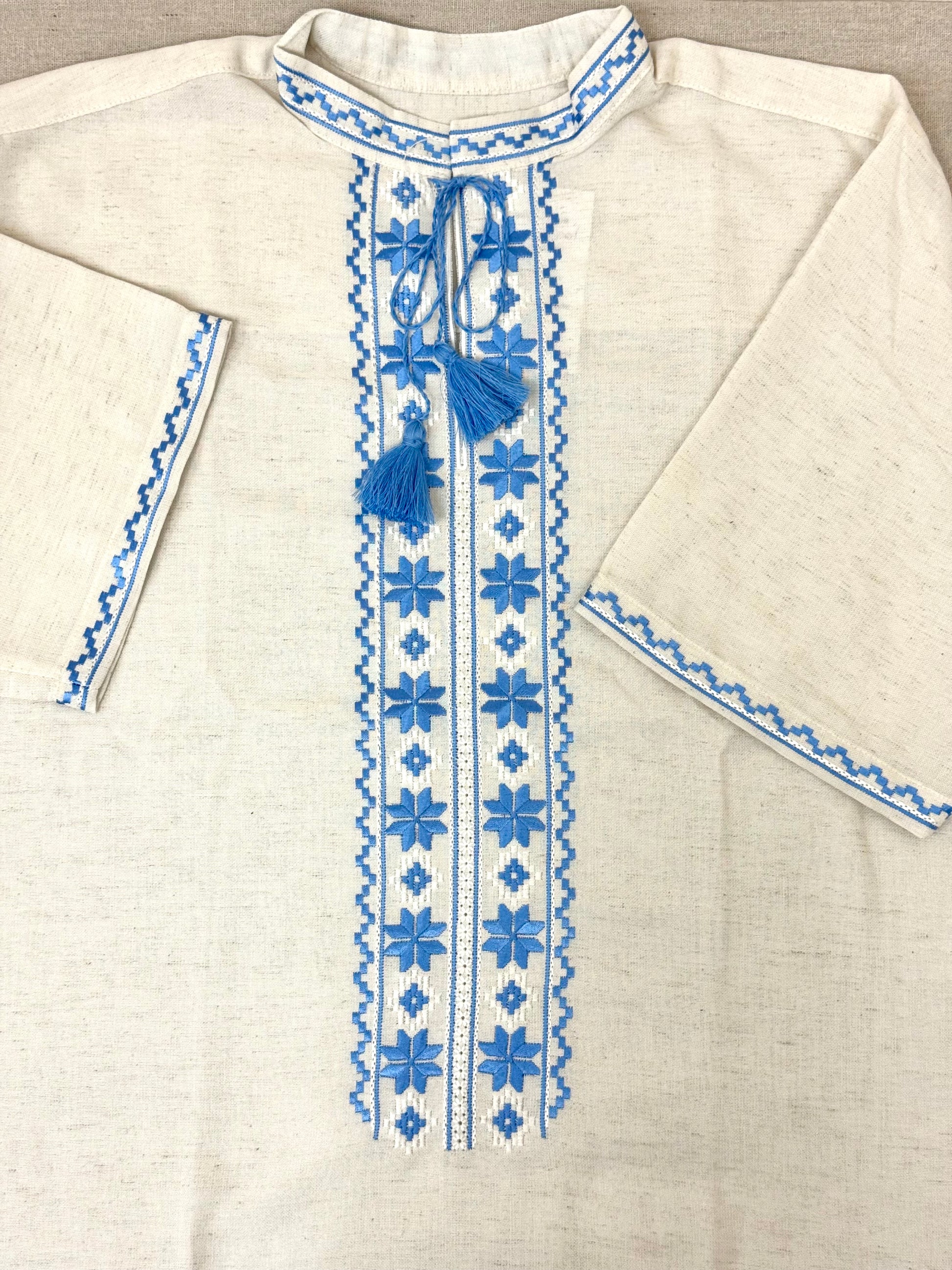 Men’s Linen Vyshyvanka With Traditional Embroidery Short Sleeve