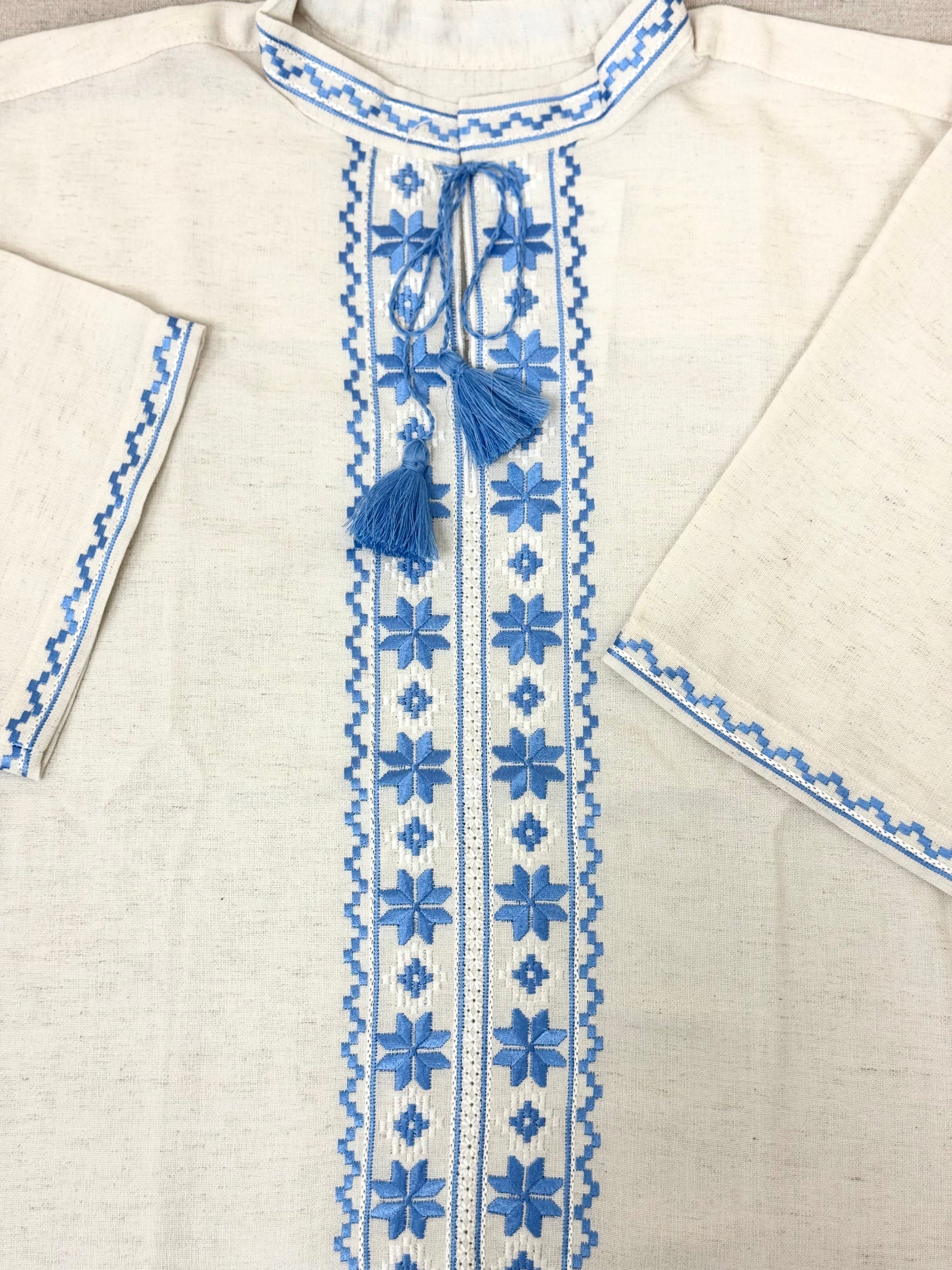 Men’s Linen Vyshyvanka With Traditional Embroidery Short Sleeve