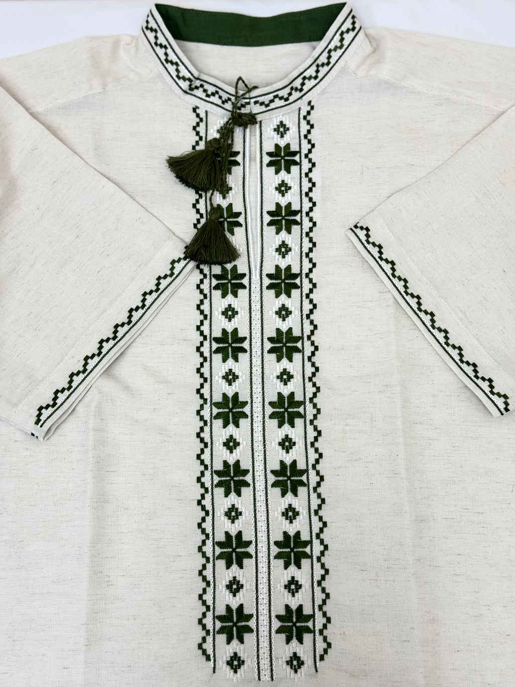 Men’s Linen Vyshyvanka With Traditional Embroidery Short Sleeve