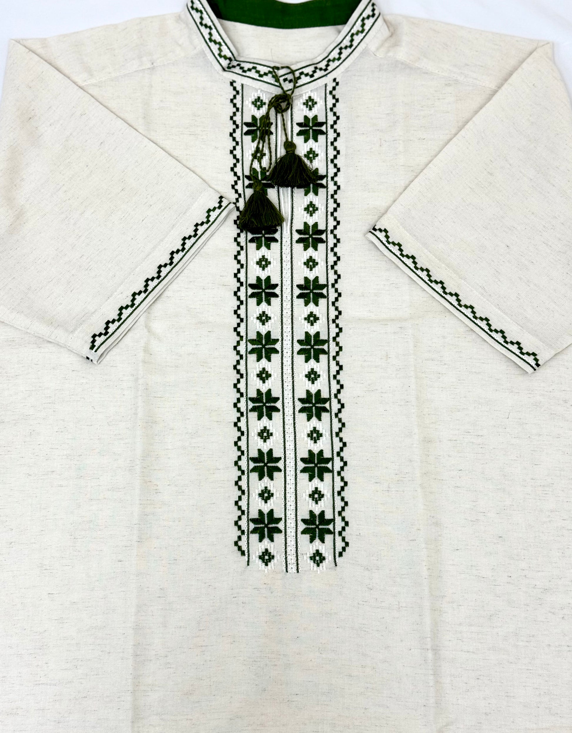 Men’s Linen Vyshyvanka With Traditional Embroidery Short Sleeve