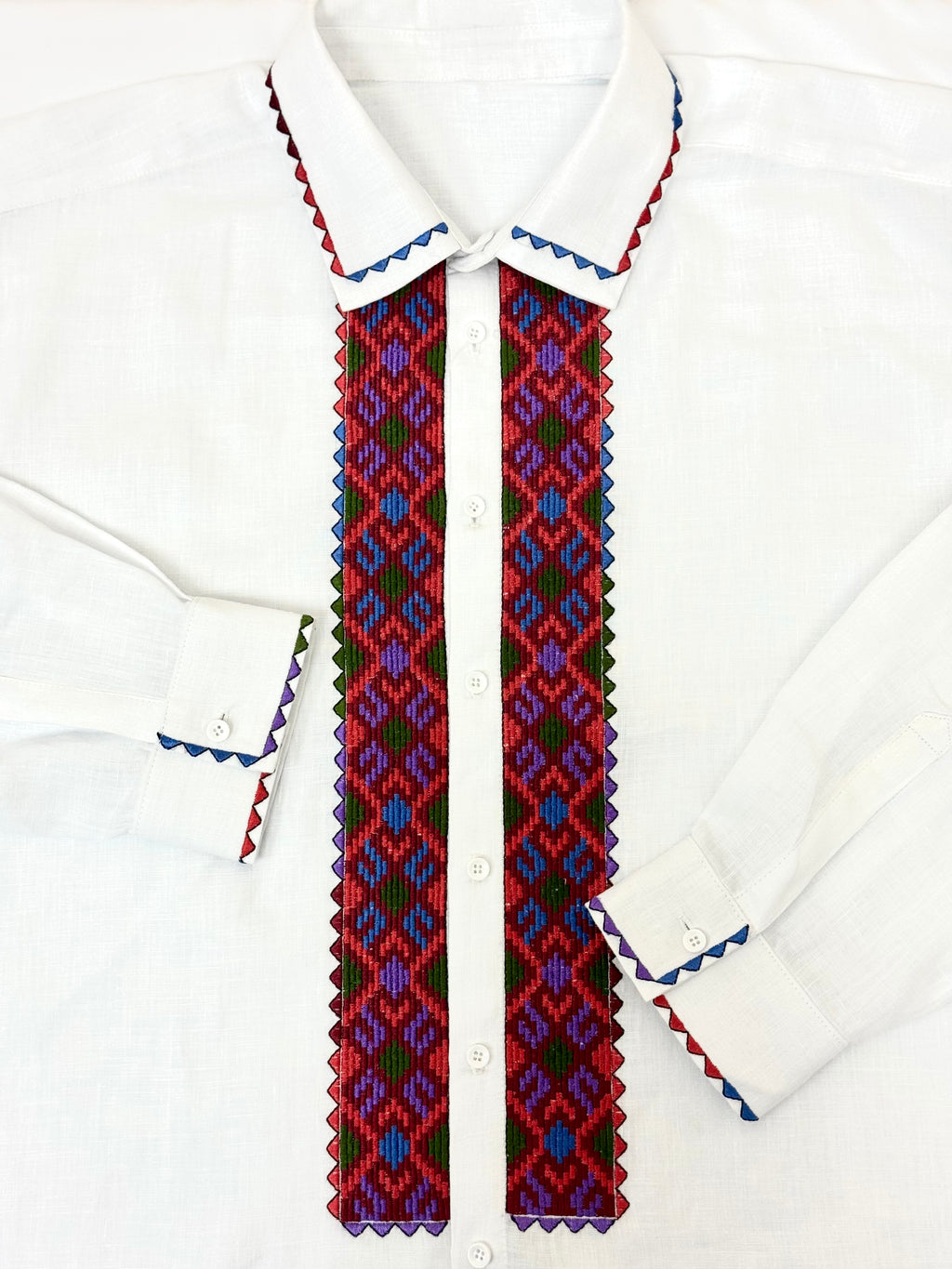 Men’s White Vyshyvanka With Traditional Embroidery Long Sleeve