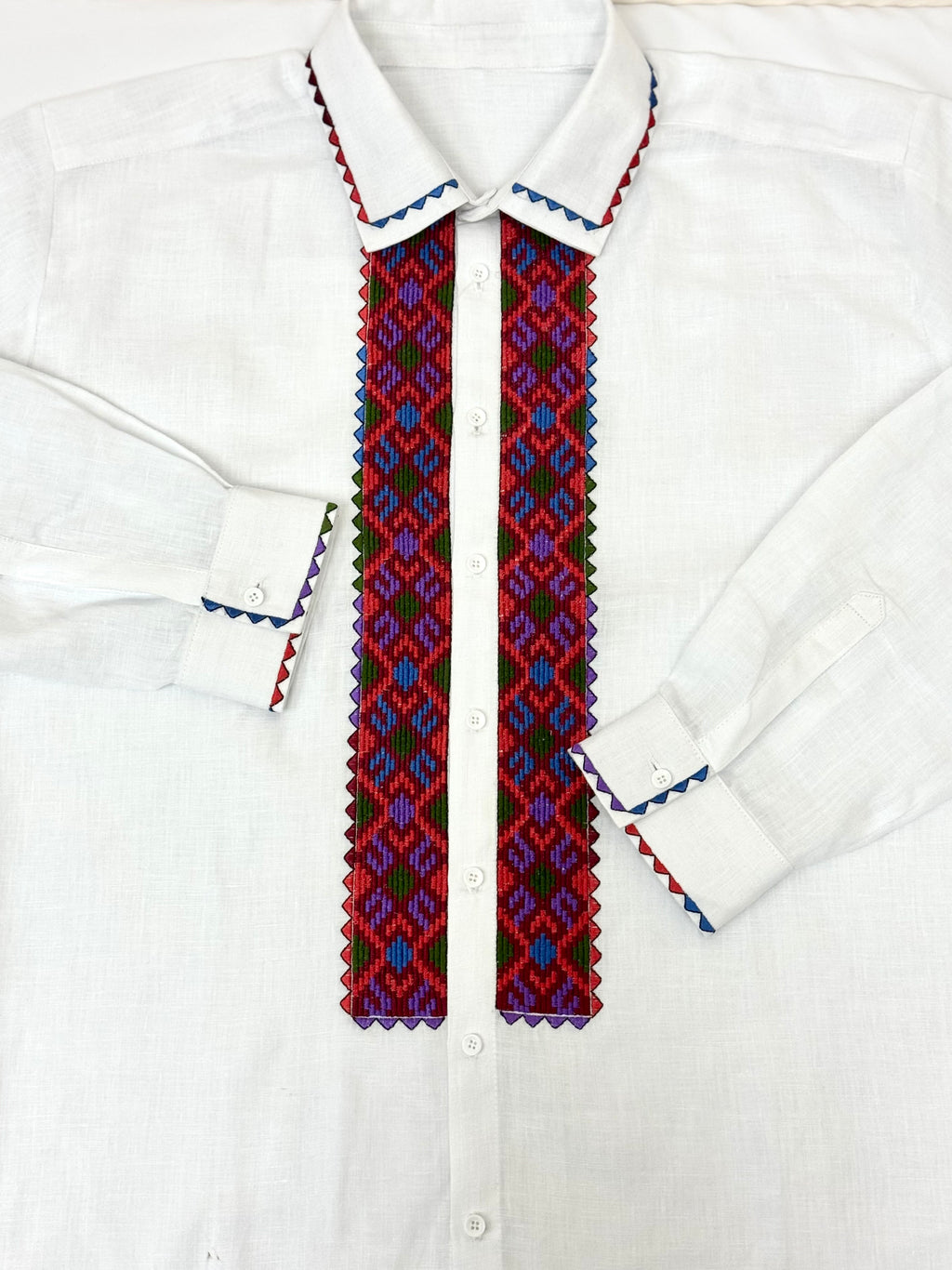Men’s White Vyshyvanka With Traditional Embroidery Long Sleeve