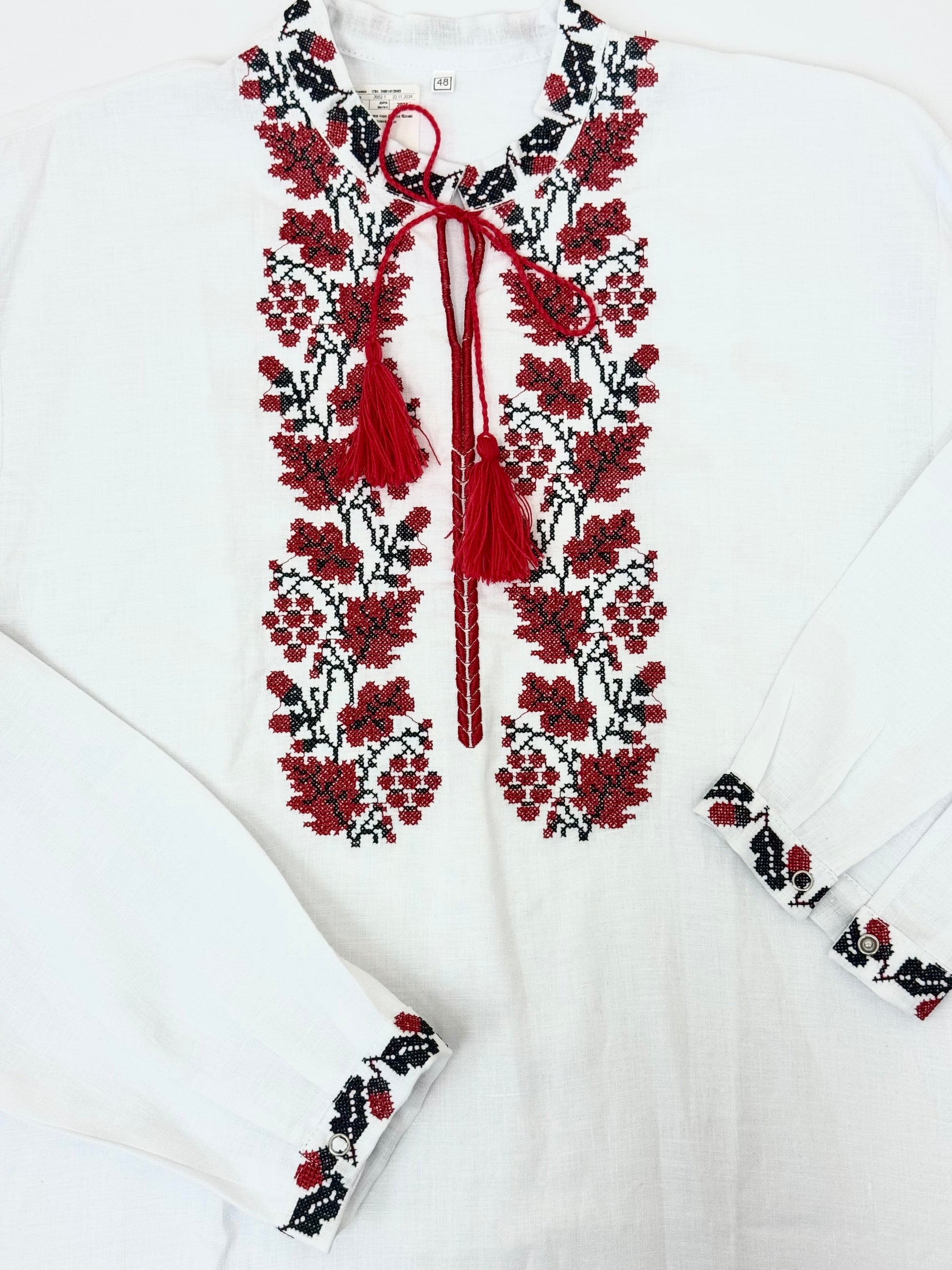 Men’s Vyshyvanka White Linen In Ukrainian Traditions Long Sleeve