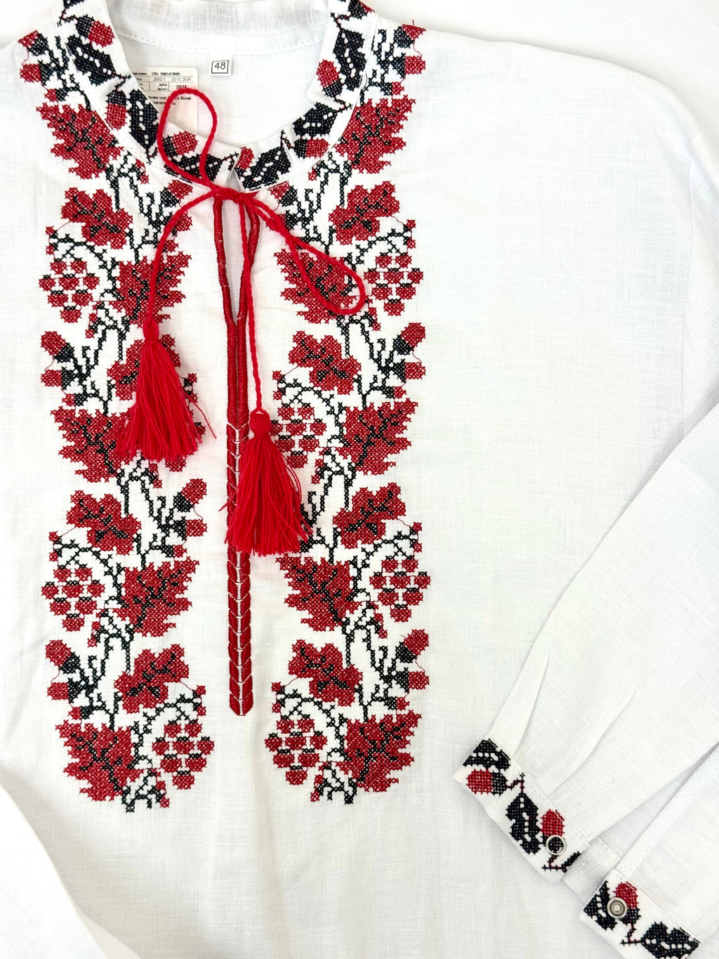 Men’s Vyshyvanka White Linen In Ukrainian Traditions Long Sleeve