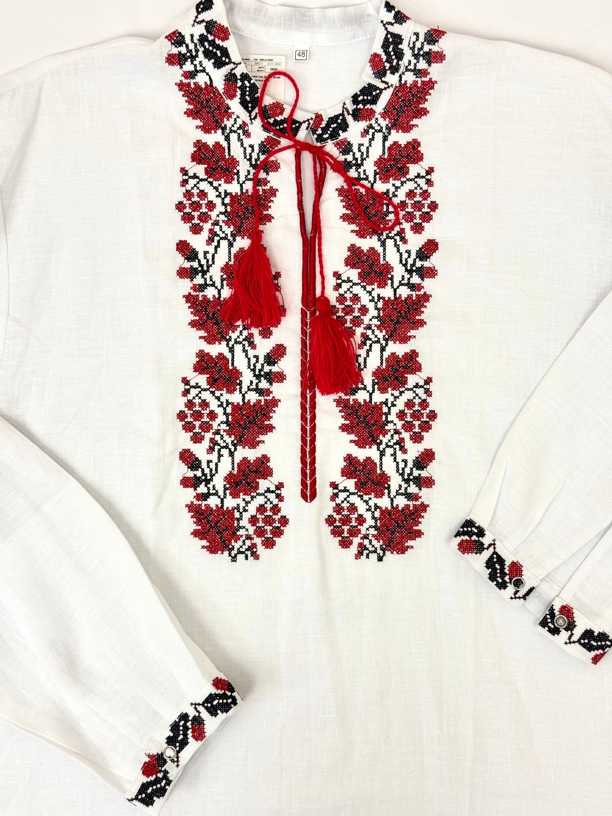 Men’s Vyshyvanka White Linen In Ukrainian Traditions Long Sleeve