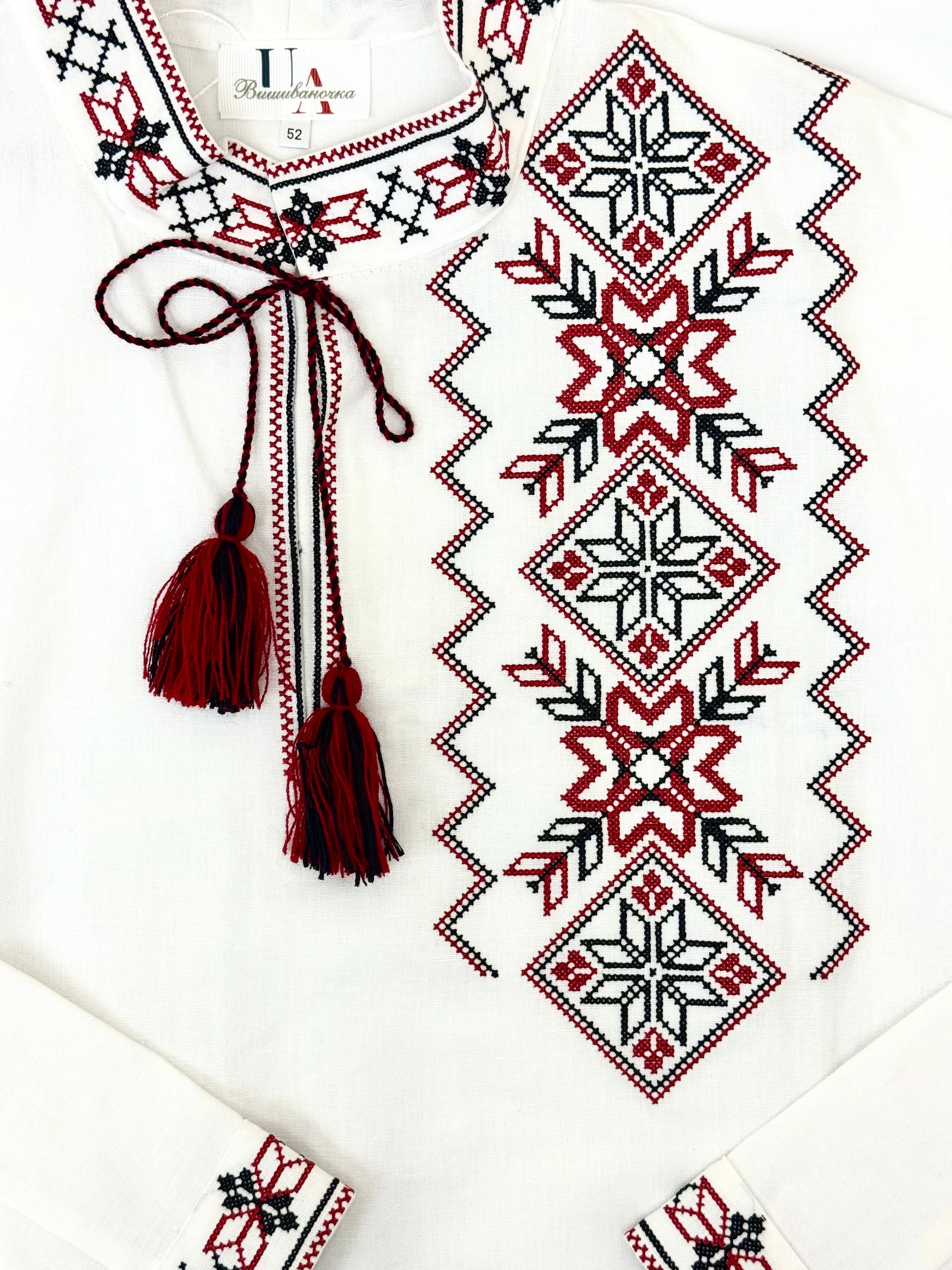 Men’s White Vyshyvanka With Traditional Embroidery Long Sleeve